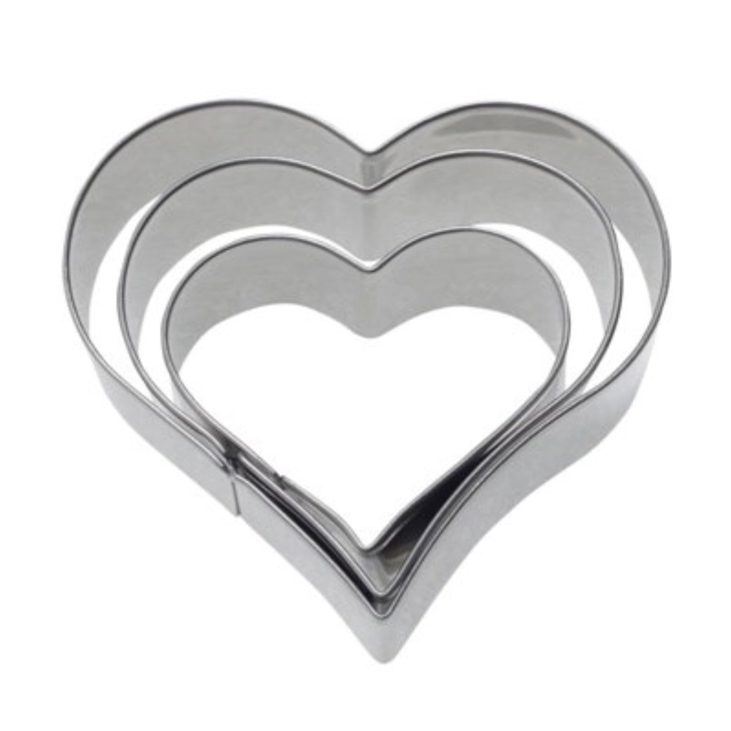 Drei hochwertige Edelstahl-Ausstechformen in Herzform (4, 5, 6 cm) von Westmark, perfekt für kreative Backideen und zum Ausstechen von Keksen.