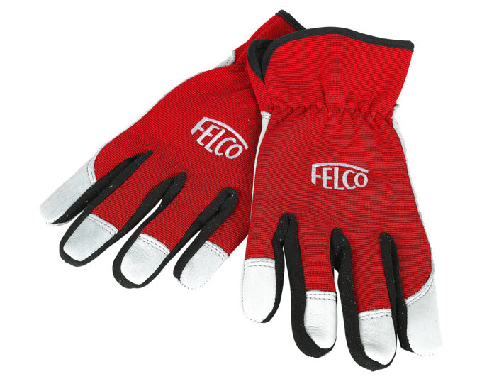 FELCO Lederhandschuh Modell 702 in Rot-Weiß, Größe S, ideal für Gartenarbeiten, bietet hervorragenden Schutz und angenehmen Tragekomfort.