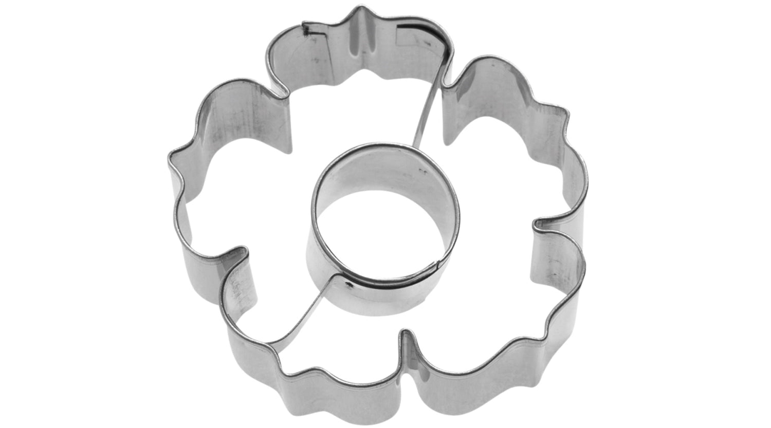 Detailansicht der 2D Ausstechform Rosette mit Innenkreis von Westmark, 5,5 cm, perfekt für präzise Keks- und Tortendekorationen.