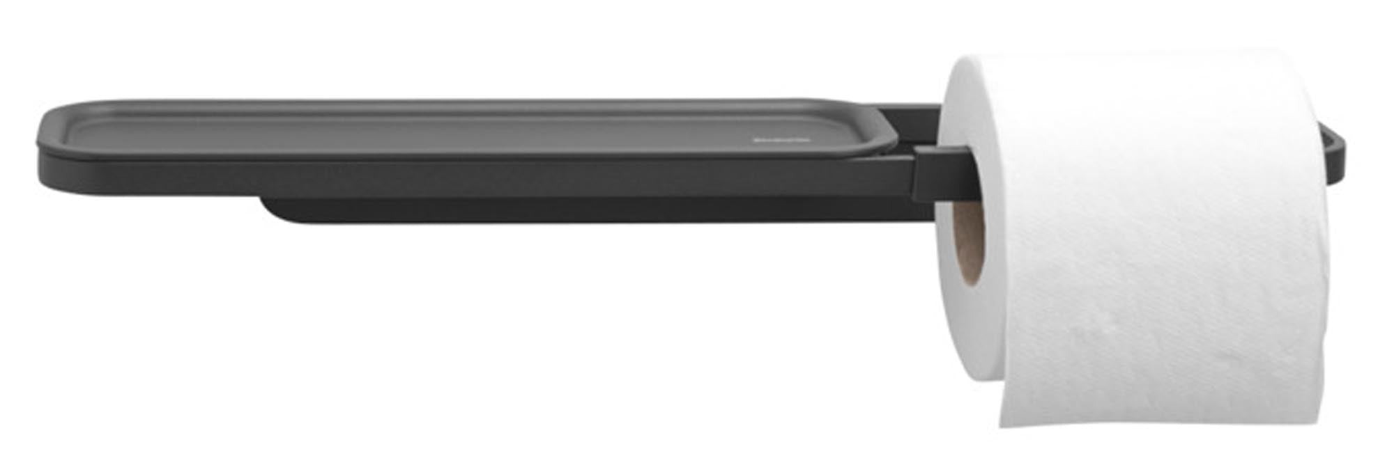 Eleganter BRABANTIA WC Papierhalter MindSet in mineral Infinite grey. Robuste Edelstahlkonstruktion mit praktischer Ablage für Ihr Badezimmer.