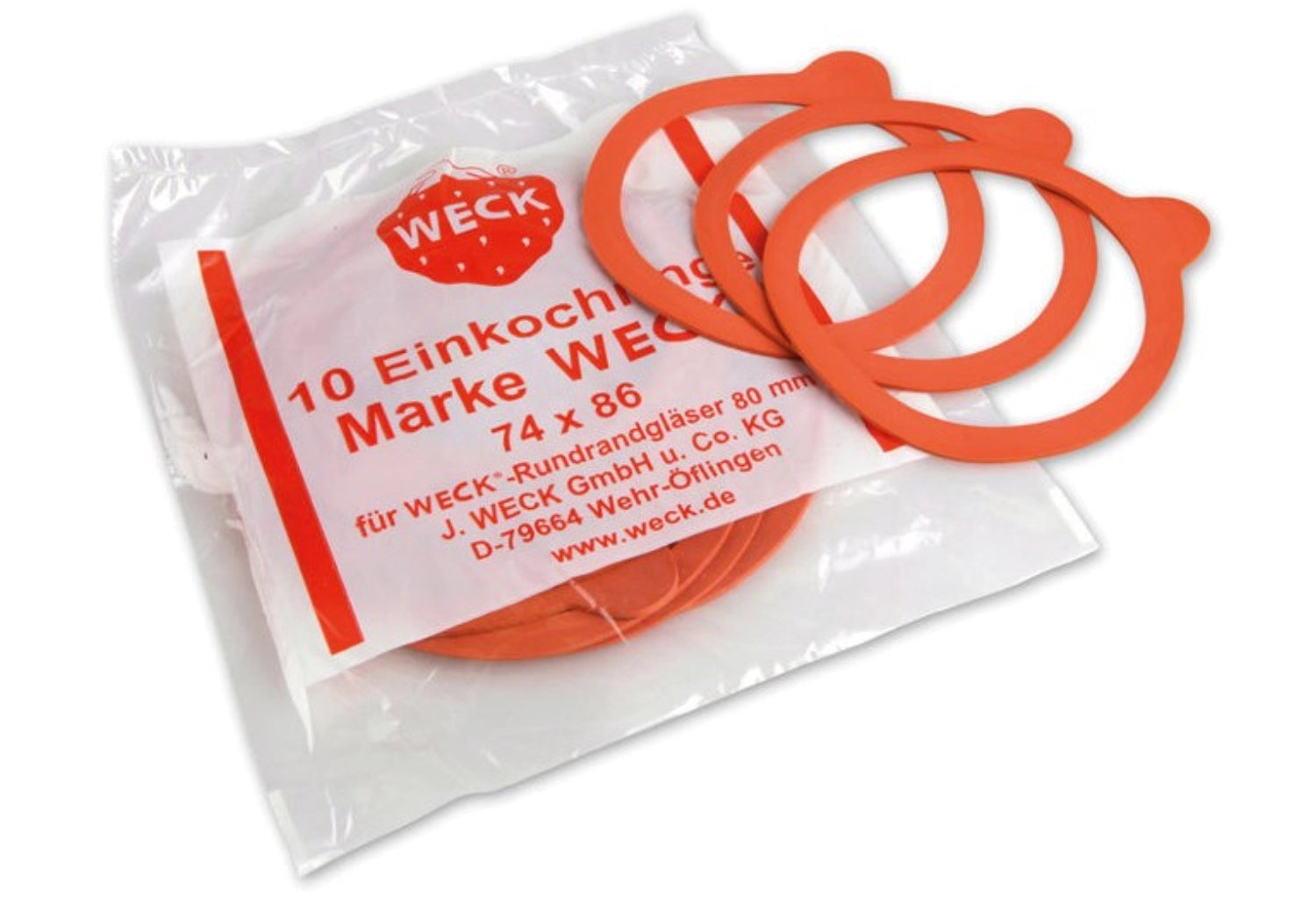 10 Stk. Einkochringe RR80 74x86 in Rot präsentiert im Onlineshop von KAQTU Design AG. Zutaten ist von Weck