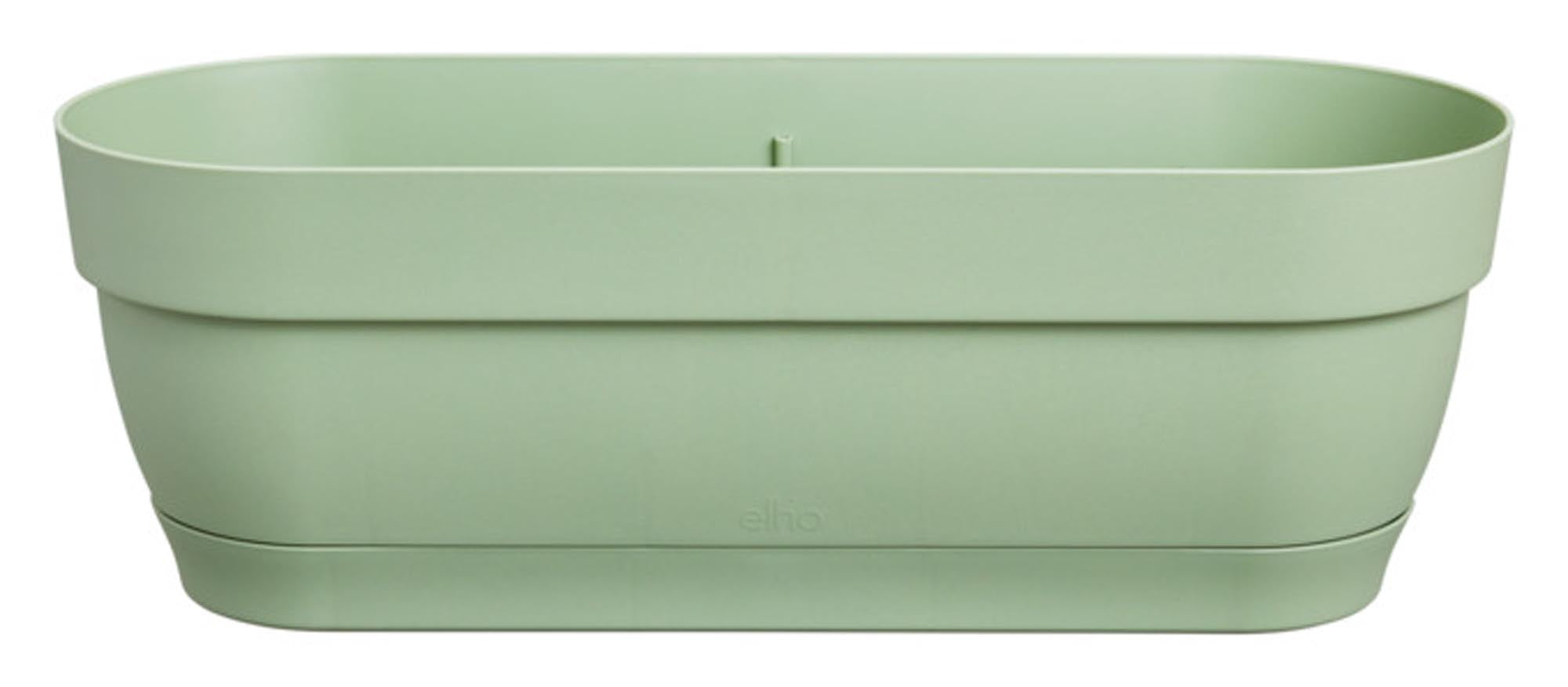 Der pistaziengrüne ELHO Balkonkasten Vibia Campana (49x18.2x17 cm) ist ideal für kreative Pflanzengestaltung und bringt frischen Farbakzent auf Ihren Balkon.