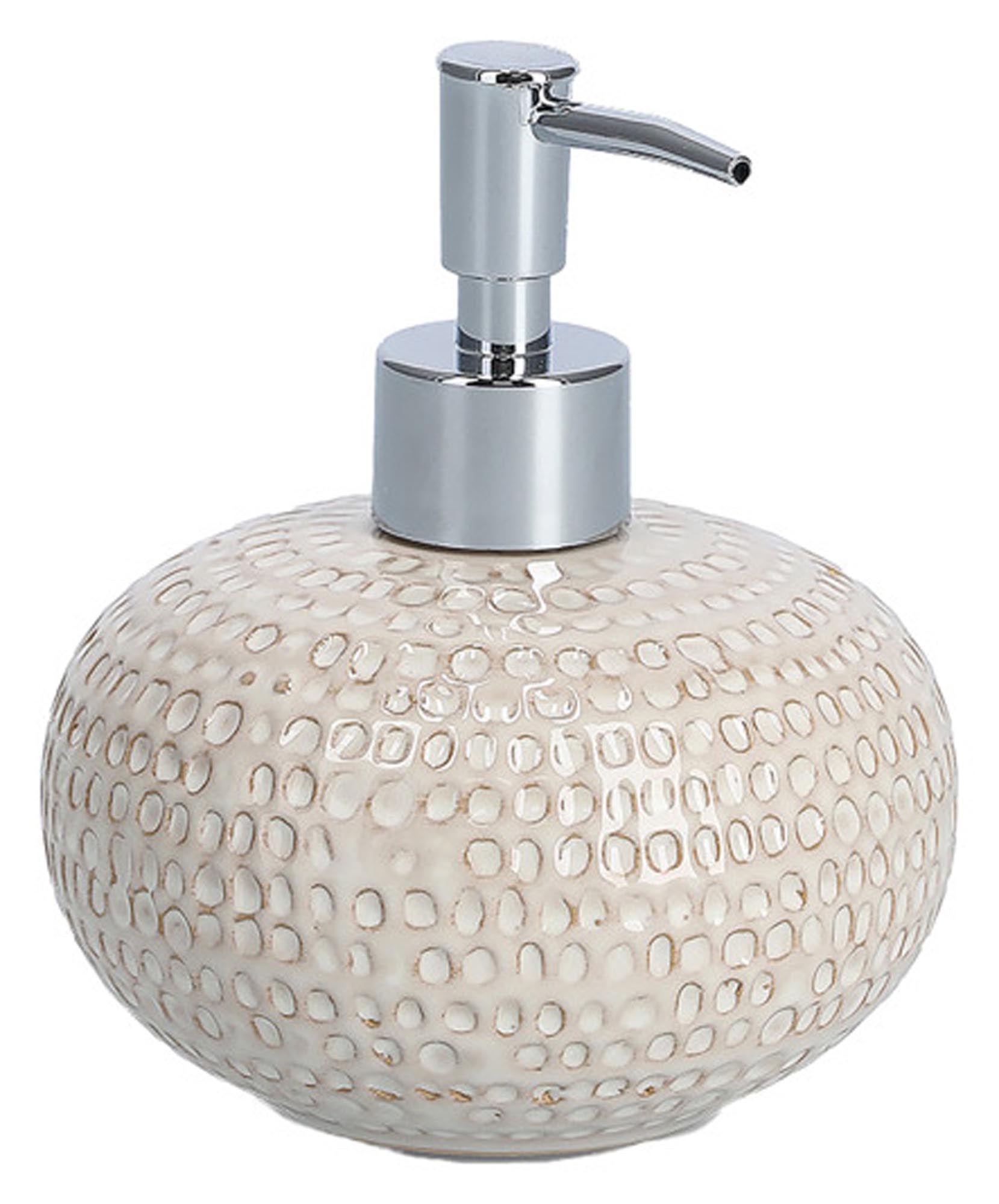 Moderner ZELLER Seifenspender Struktur in beige, Ø 11,8 cm, aus hochwertigem Kunststoff. Perfekt für Badezimmer und Küche, für Seifen und Lotionen.