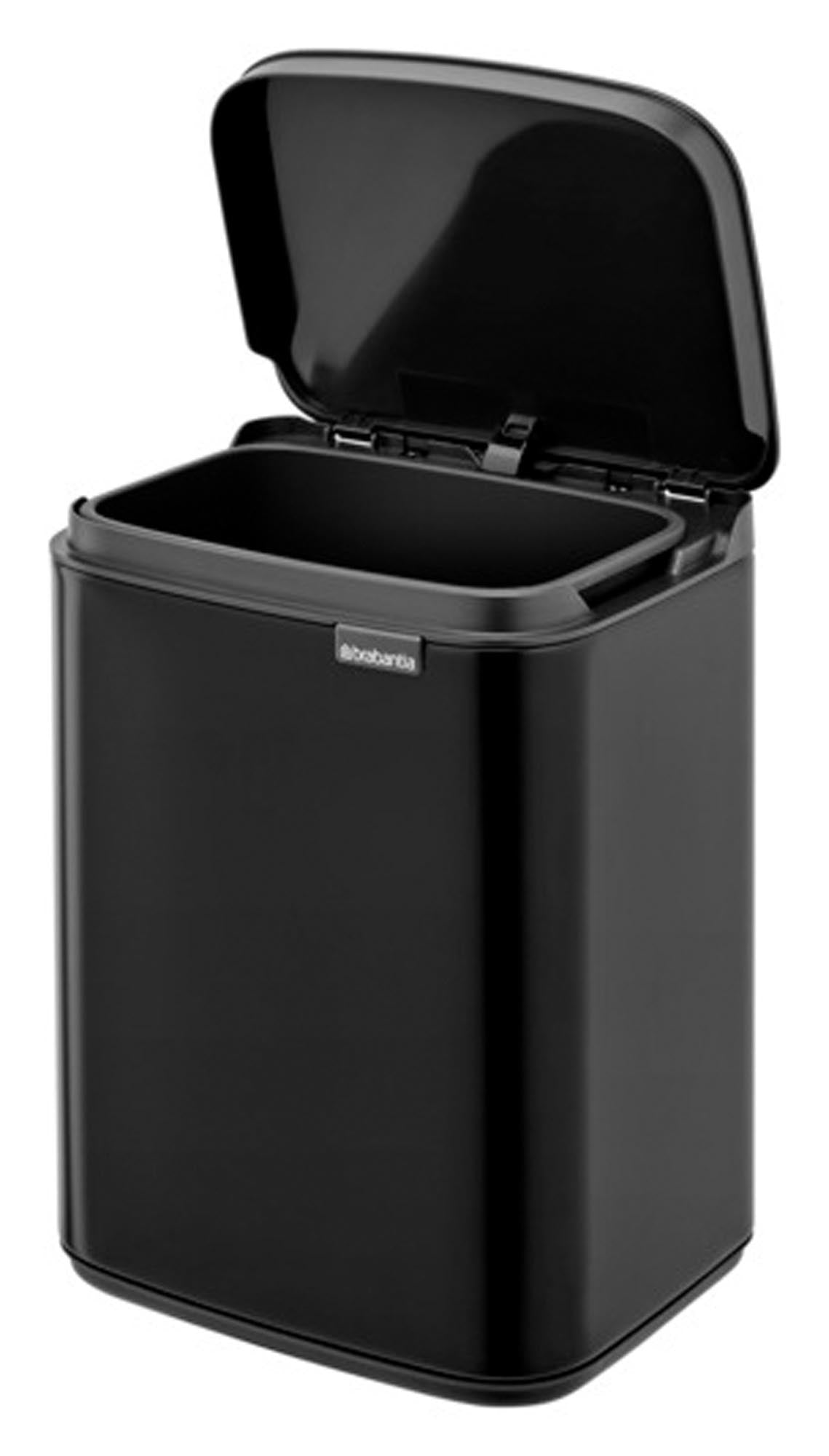 Eleganter BRABANTIA Abfallbehälter Bo in mattem Schwarz mit 4 l Volumen. Perfekt für moderne Räume und sorgt für Ordnung in jedem Umfeld.