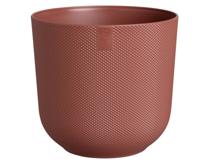 Runder ELHO Jazz Topf in toskanischem Rot (ø 23 cm), perfekt für lebendige Pflanzenarrangements und farbenfrohe Akzente in jedem Raum.
