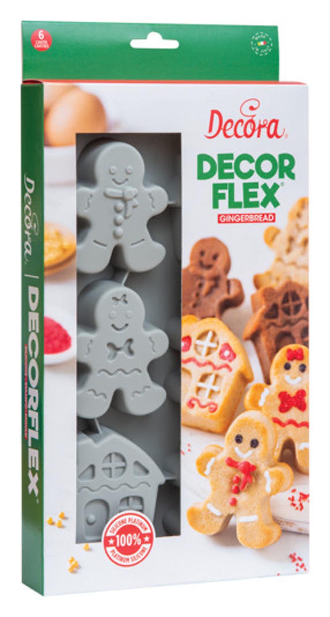 Die DECORA Silikonbackform für 6 Lebkuchenmänner (30x17x3 cm) ist ideal für weihnachtliches Backen und sorgt für kreative Leckereien.
