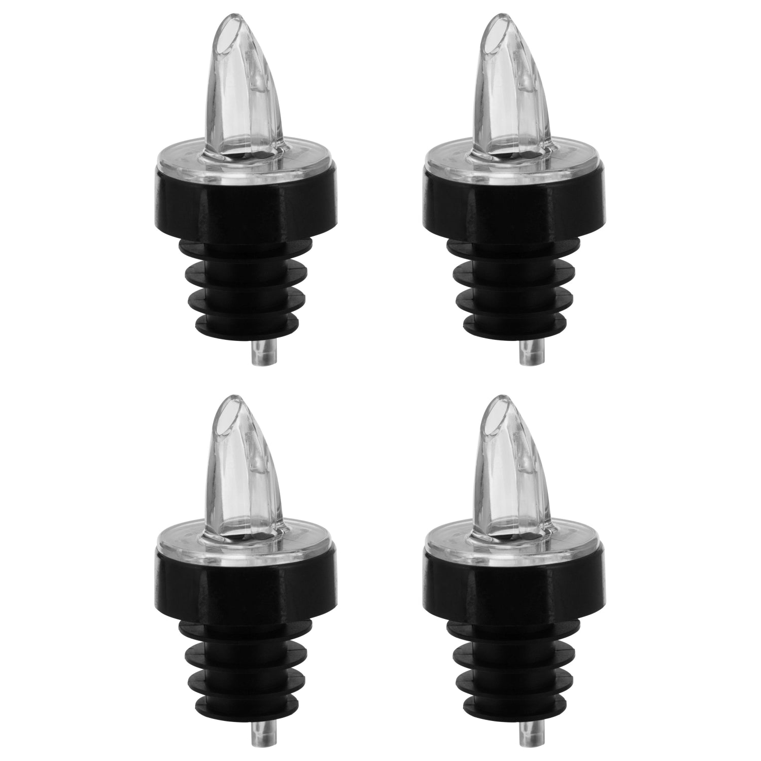 Transparente Jet-Pour Ausgiesser von Westmark im 4er Set, perfekt für exaktes Ausgiessen von Flüssigkeiten in der Küche. Funktional und stilvoll.