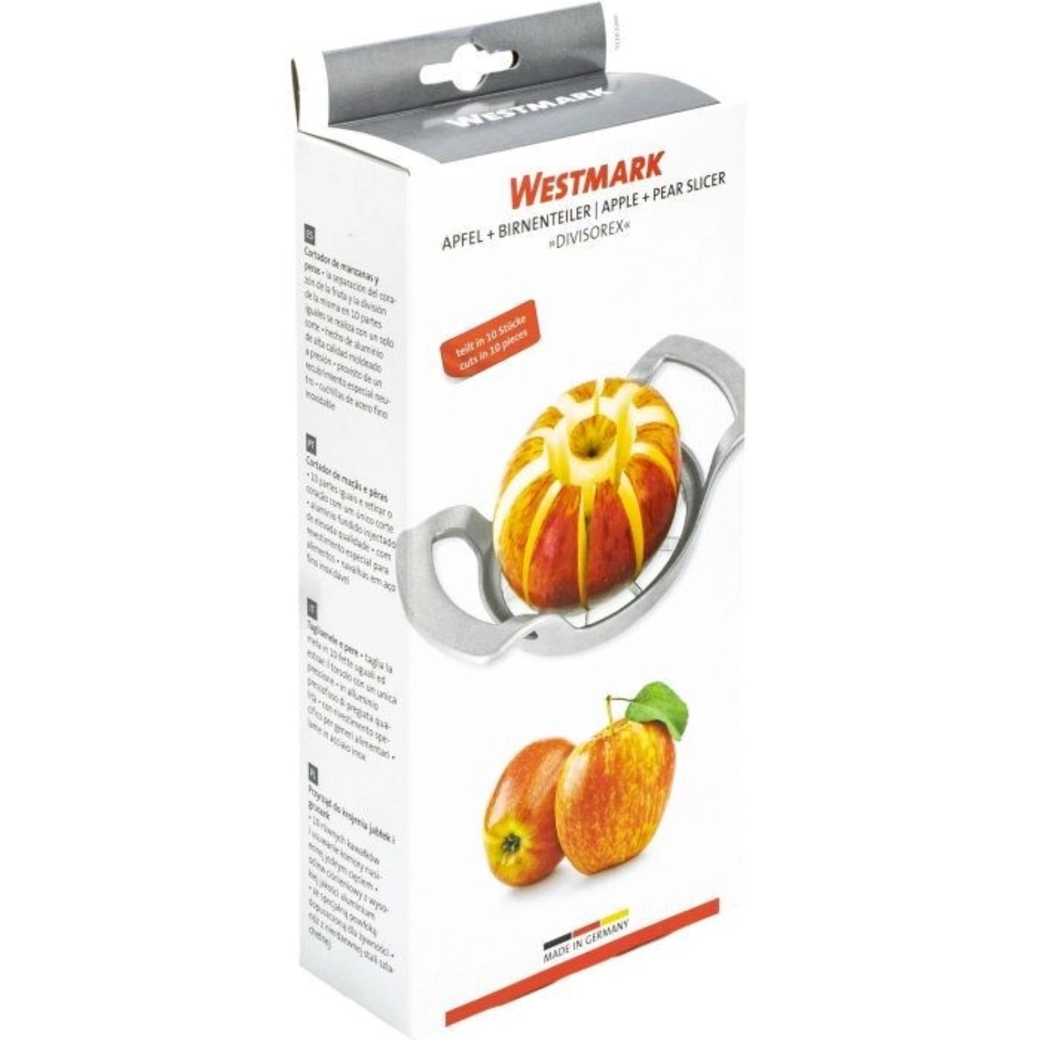 Der Westmark Divisorex Apfel- und Birnenteiler (11x17x4cm) ermöglicht müheloses Schneiden von Obst in perfekte Stücke für frische Snacks.
