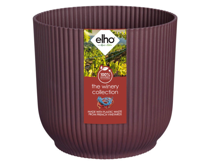 Bordeauxrotes ELHO Pflanzengefäss aus der The Winery Collection, ø 14 cm, ideal für Outdoor-Pflanzen und stilvolle Gartenakzente.