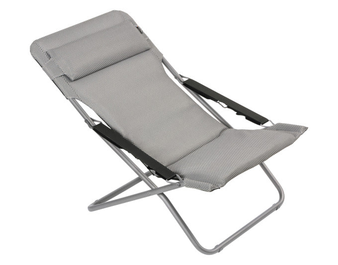 Eleganter LAFUMA Transabed BeComfort® Sessel in Silber mit robustem Titan-Gestell, perfekt für gemütliche Stunden im Freien.