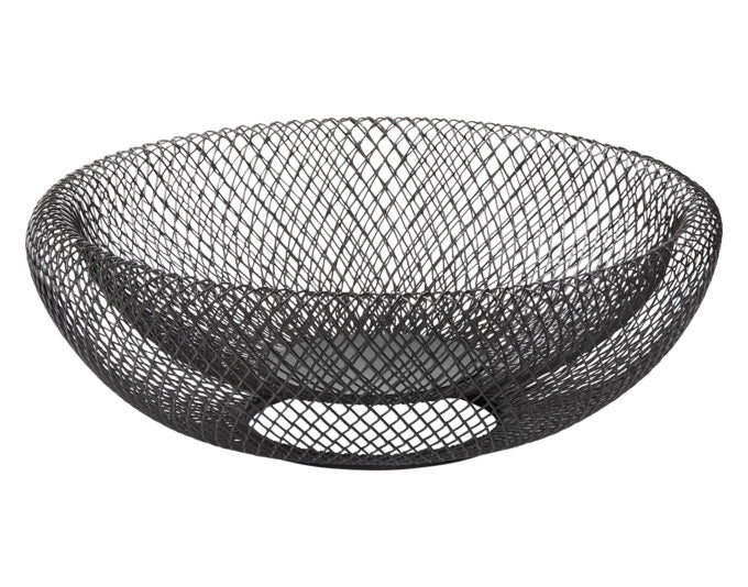 Stilvolle PHILIPPI Mesh Schale in Schwarz, flach und rund (ø 29x10 cm) – perfekt für dekorative Arrangements und moderne Tischgestaltung.