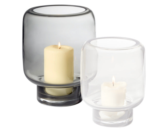 Stimmungsvolles PHILIPPI Windlicht Vejle L aus Glas in graubraun (ø 19x24 cm) – ideal für gemütliche Abende und stilvolle Dekoration.