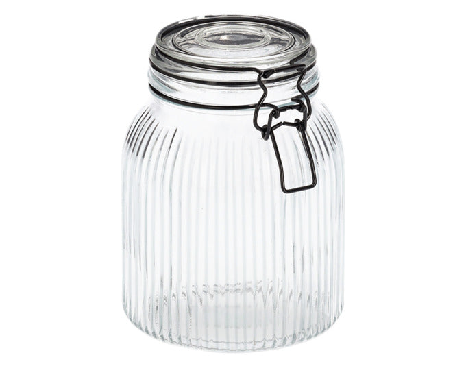 Praktisches ZELLER Vorratsglas mit Bügelverschluss in Schwarz, 1400 ml, Ø 12,8 cm, Höhe 17,4 cm – perfekt für die stilvolle Aufbewahrung von Lebensmitteln.