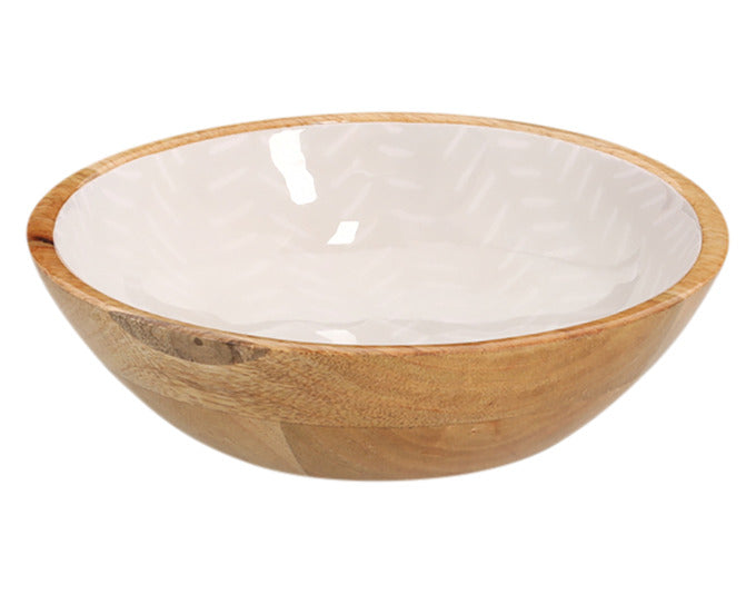 Elegante ZELLER Schüssel aus hochwertigem Mangoholz in sanftem Beige, perfekt für die Präsentation von Snacks oder als dekoratives Element.