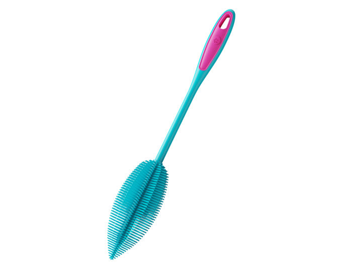 Türkise Flaschenbürste von KOCHBLUME, 36 cm lang, perfekt zum gründlichen Reinigen von Flaschen und schwer zugänglichen Behältern.