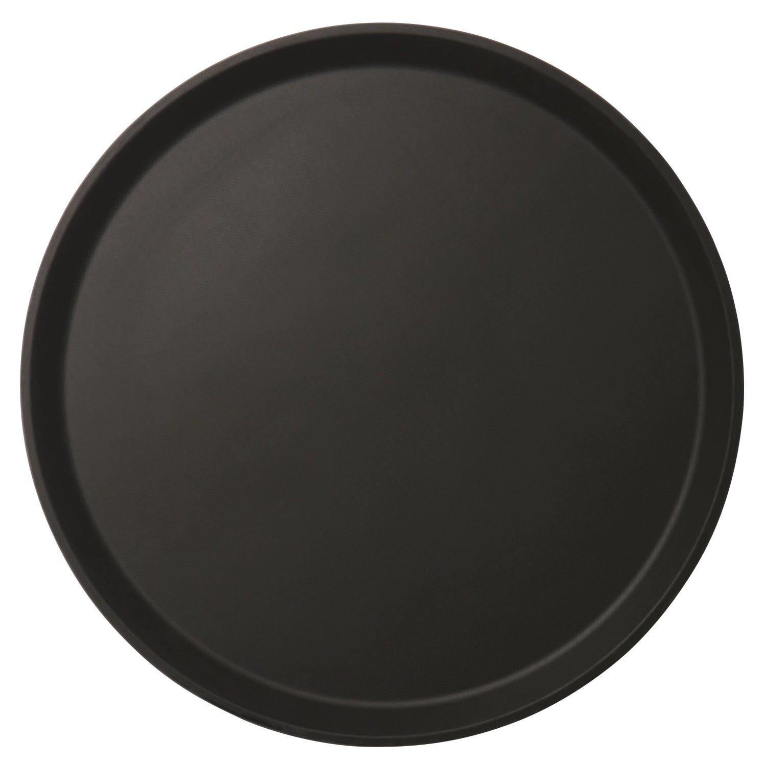 Rundes, rutschfestes Camtread Tablett in elegantem Schwarz, 35,5 cm Durchmesser, perfekt für den professionellen Einsatz in der Gastronomie.