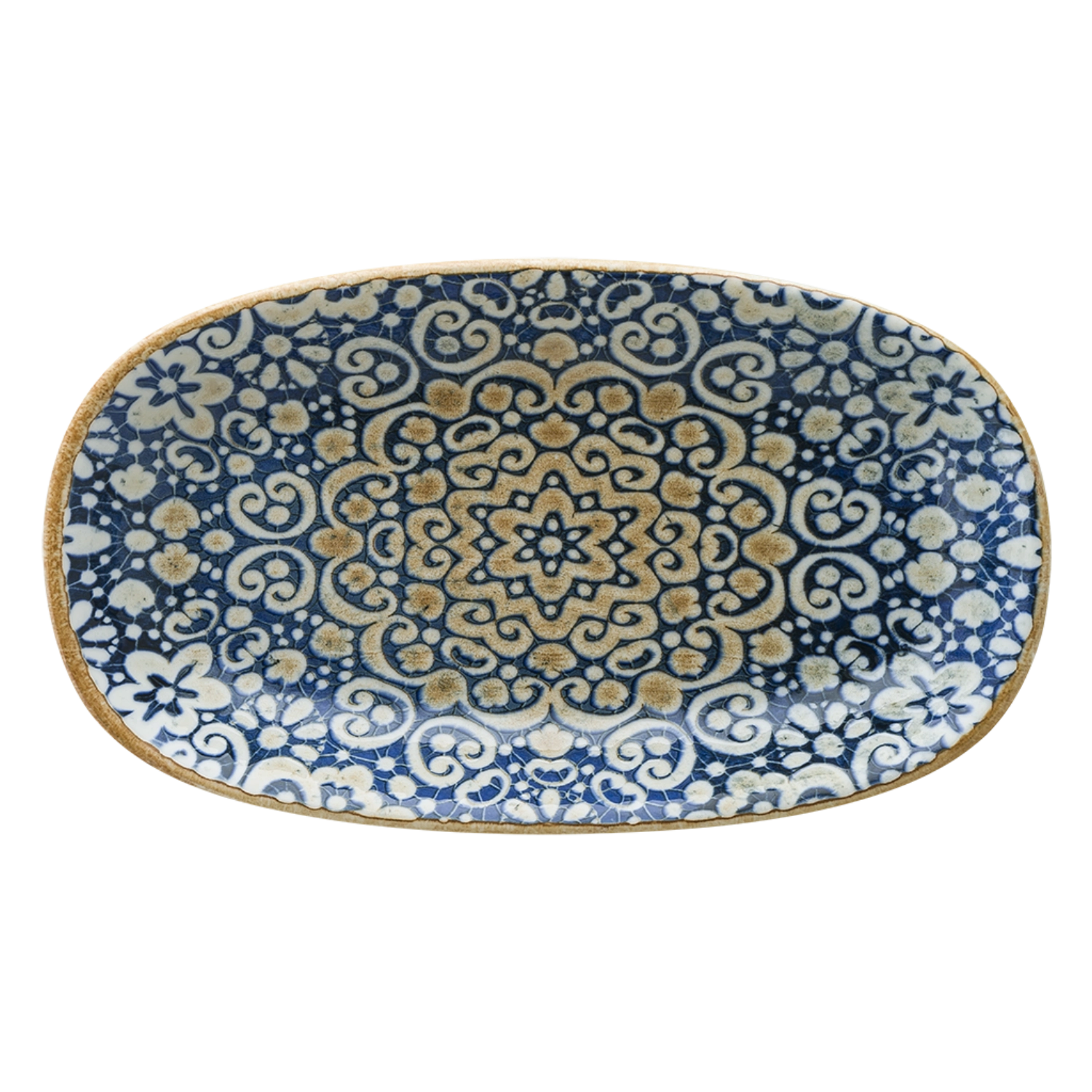 Eleganter ovaler Gourmet Teller Alhambra von Bonna, 24x14 cm, perfekt für exquisite Anrichte und festliche Tischdekorationen.