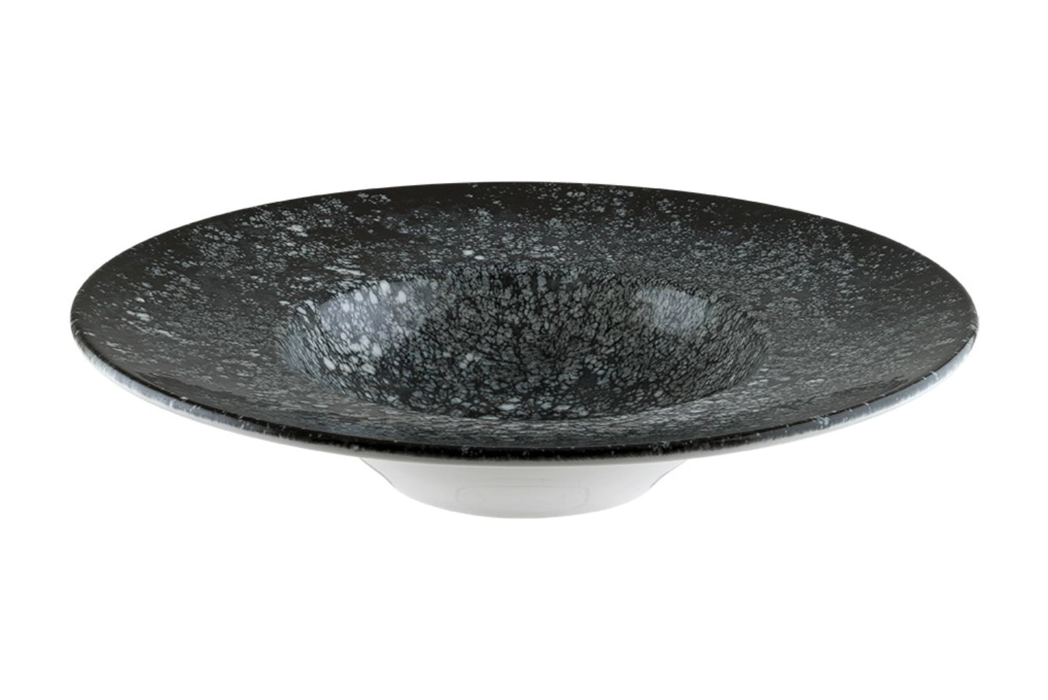 Eleganter, tiefen Teller in Schwarz mit 28 cm Durchmesser und 400 ml Volumen, ideal für festliche Anlässe und stilvolle Tischdekoration.