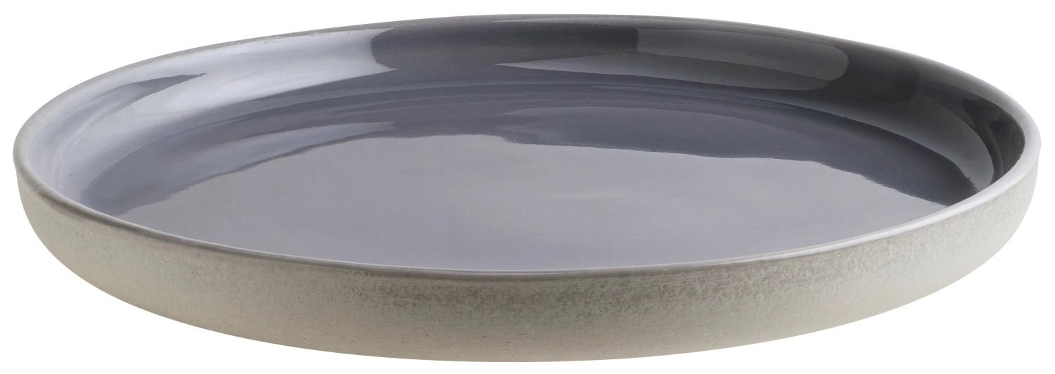Flacher Teller Ground gris von Bonna, Durchmesser 21 cm, in elegantem Grau, ideal für stilvolle Tischdekoration und Servieren von Speisen.