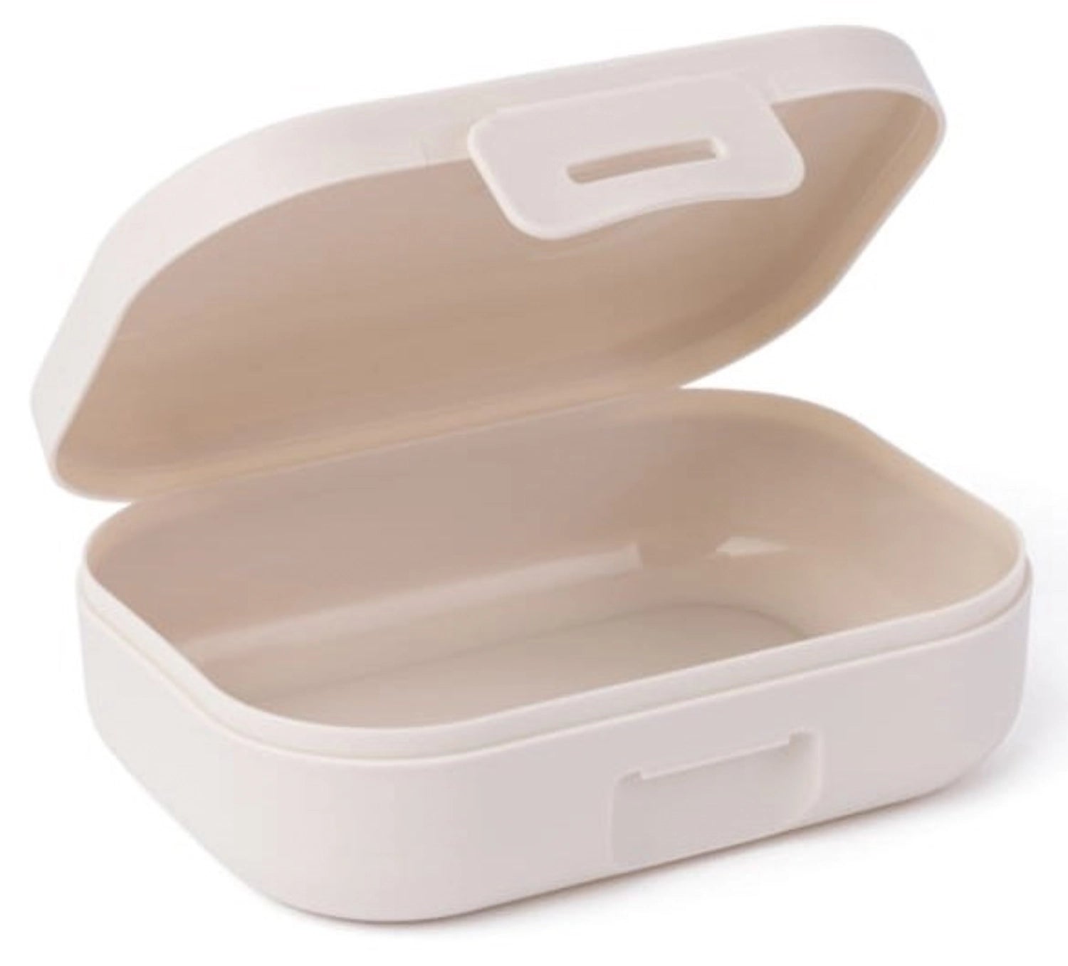 Kleine AMUSE BASIC Snackbox in elegantem SAND, perfekt für unterwegs. Maße: 109x80x37 mm, ideal für gesunde Snacks und Lunch.