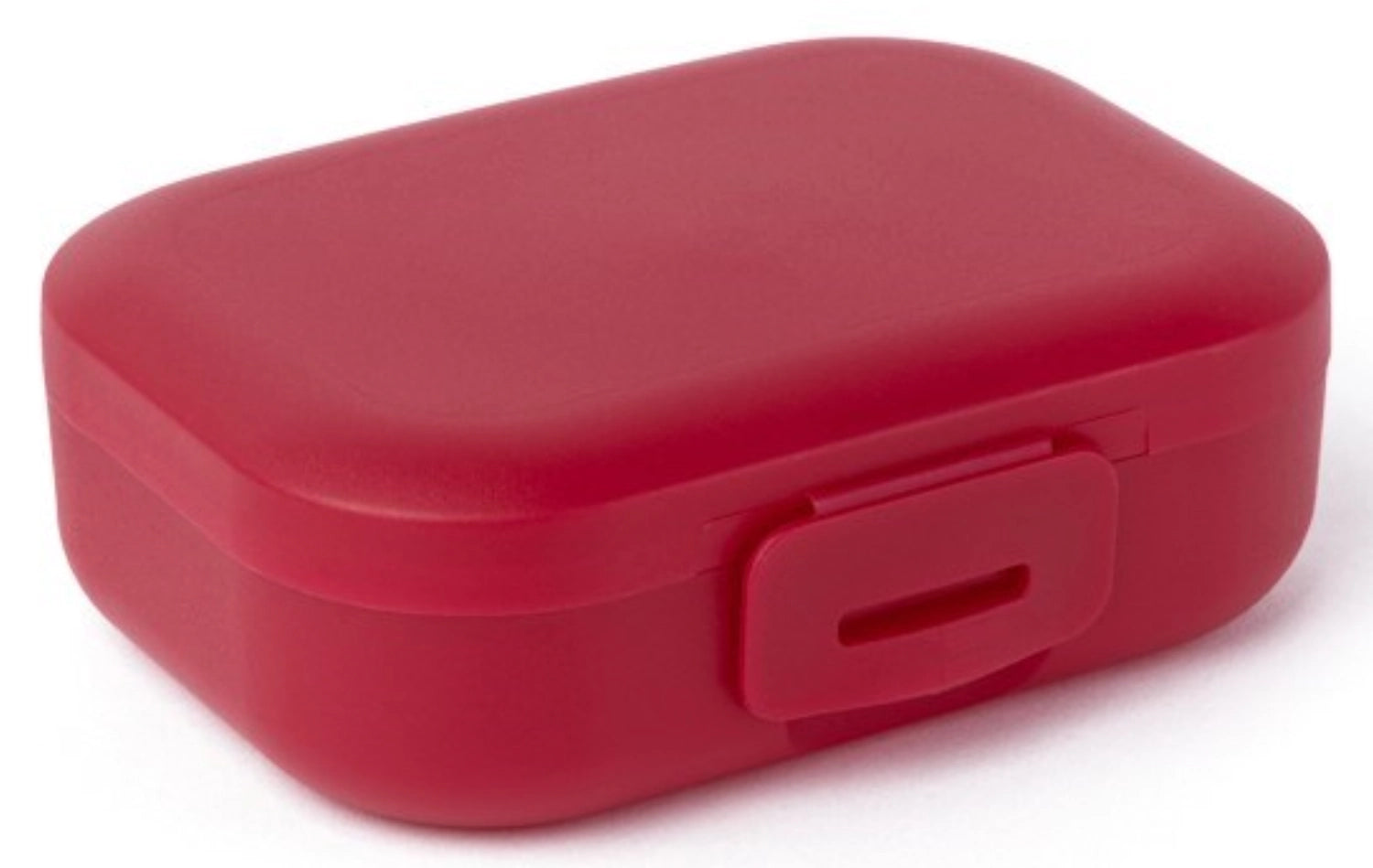Kleine, stilvolle Snackbox in RUBY von AMUSE BASIC, ideal für unterwegs. Maße: 109x80x37 mm, perfekt für Snacks und kleine Mahlzeiten.