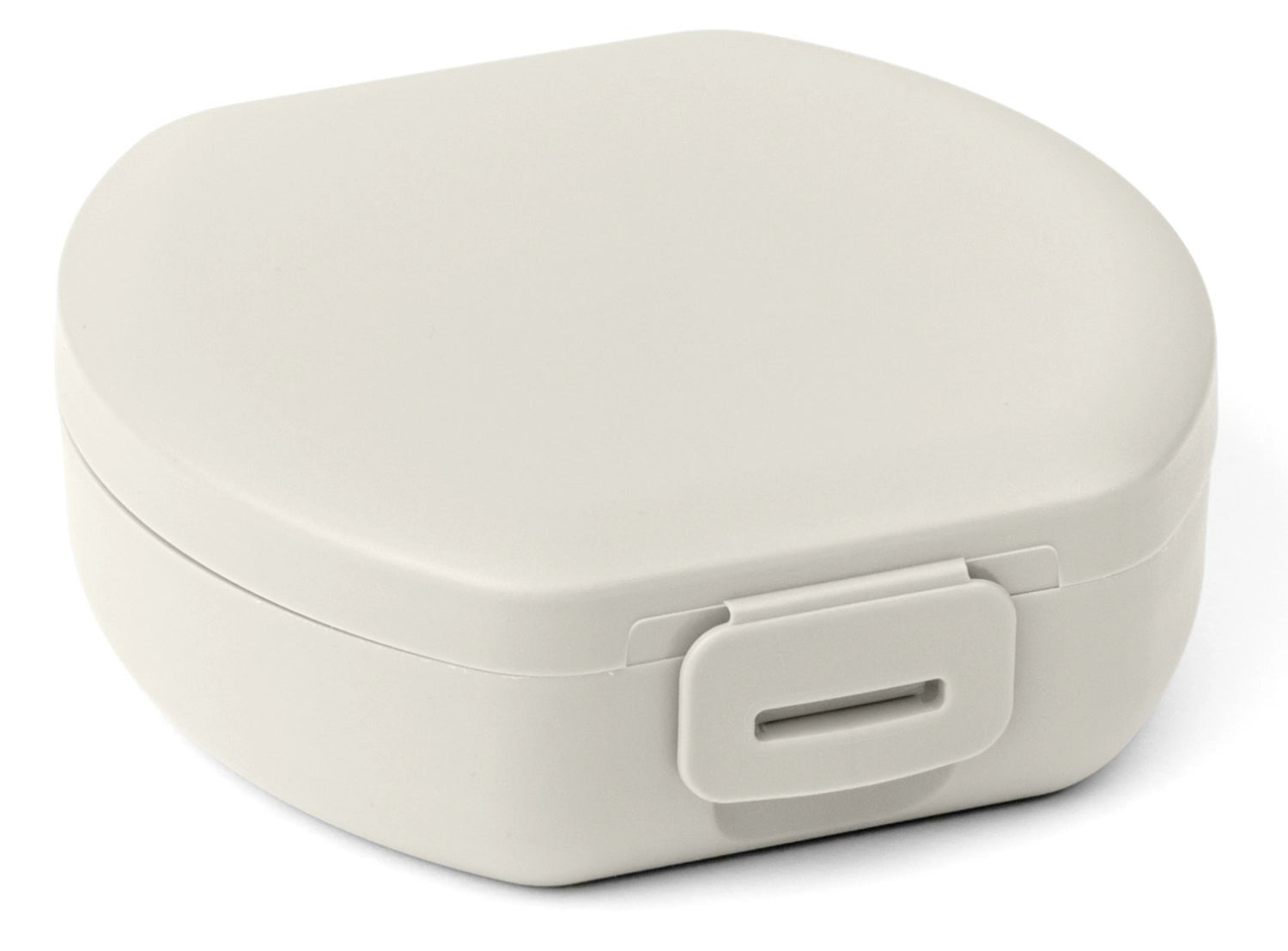 Elegante AMUSE BASIC Snackbox in sanftem SAND, perfekt für gesunde Snacks und Lunch, Maße: 112x110x40 mm, ideal für unterwegs.