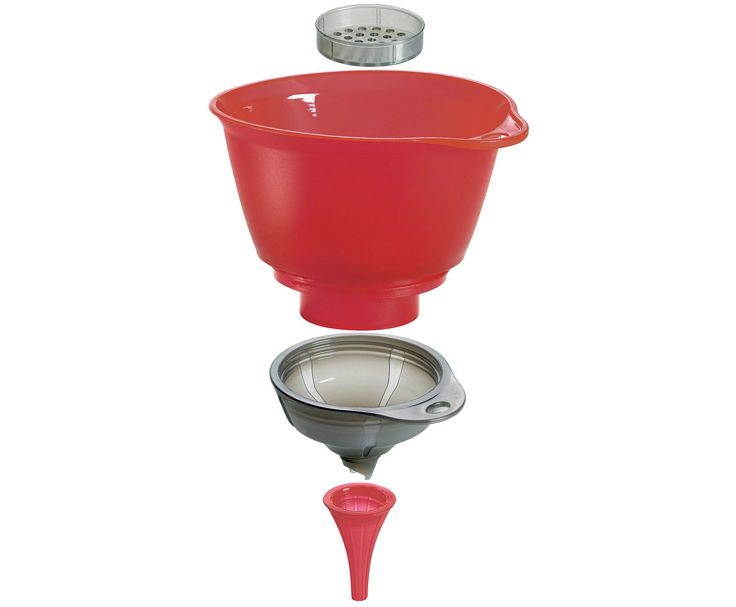 Praktischer 3-in-1 Trichter von Cuisipro, ideal zum Einfüllen, Abmessen und Zubereiten von Zutaten in der Küche, vielseitig und platzsparend.