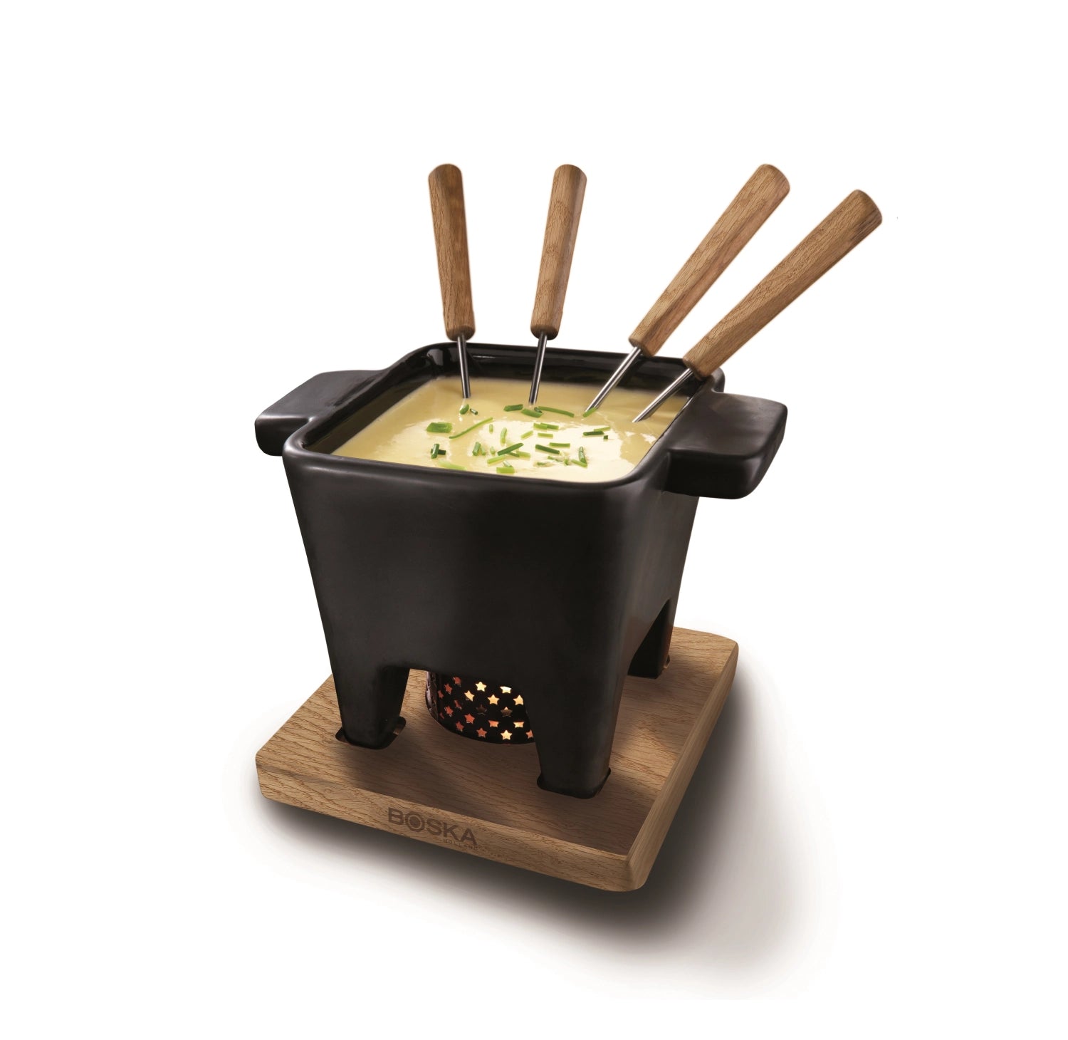 Elegantes Tapas Fondue Nero L 400ml von Boska, ideal für gesellige Anlässe. Genießen Sie köstliche Fondue-Momente in stilvollem Ambiente.
