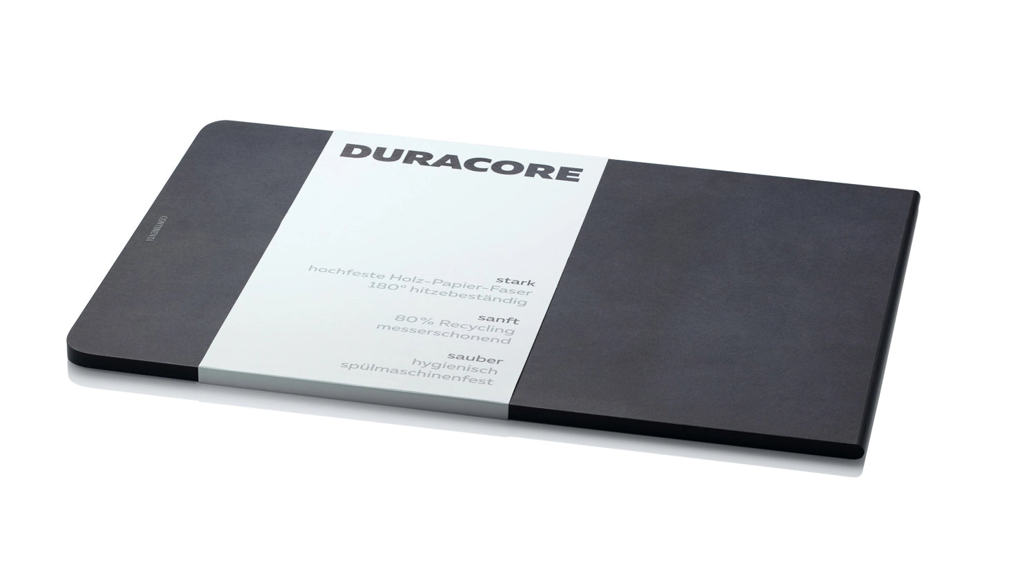 Elegantes Duracore Schneidebrett in Schwarz, 23.5x16x0.7cm, ideal für Küchenprofis und Hobbyköche, robust und pflegeleicht für vielseitige Anwendungen.