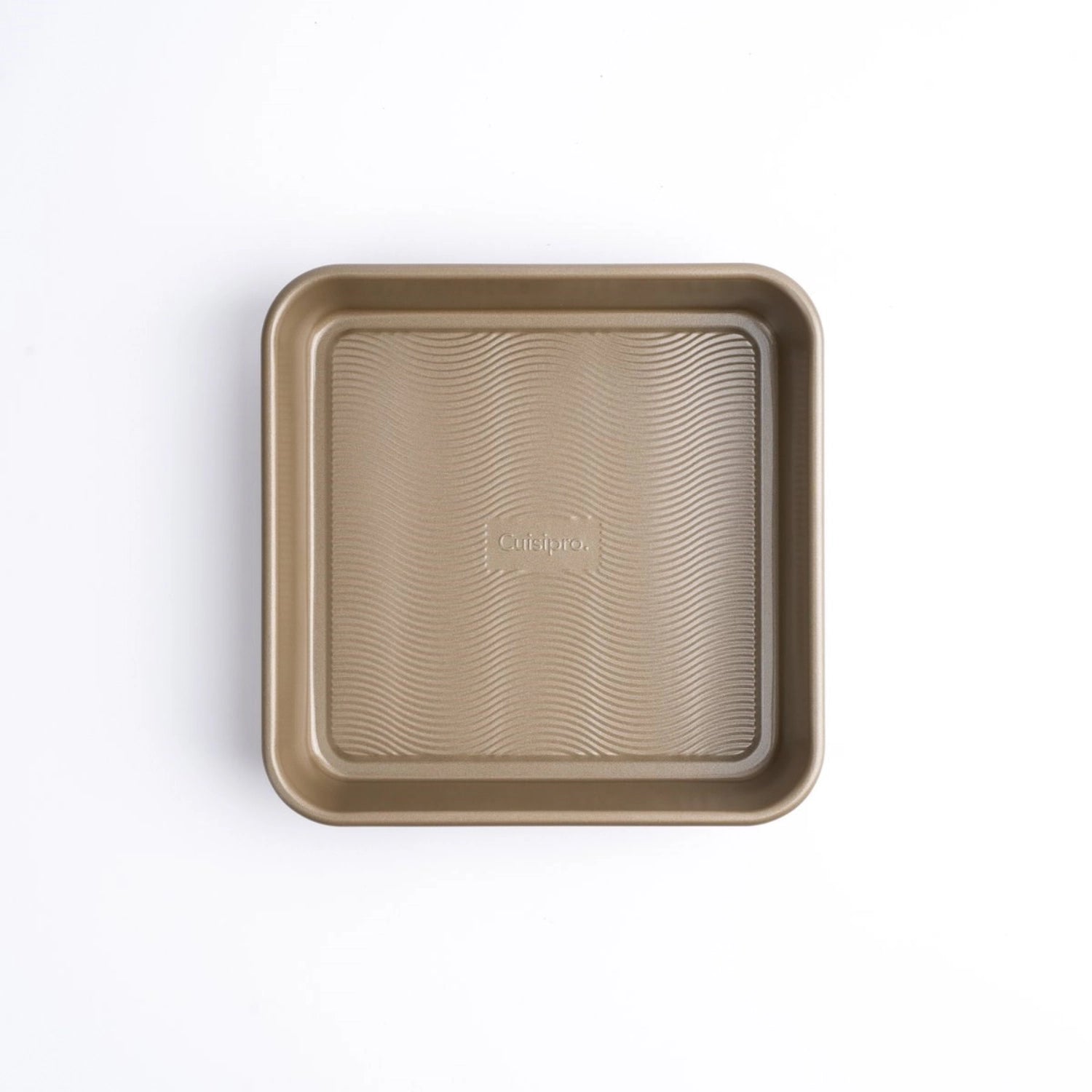 Quadratische Backform aus Edelstahl von Cuisipro, 24x24x5 cm, ideal für gleichmäßiges Backen von Kuchen und Aufläufen.