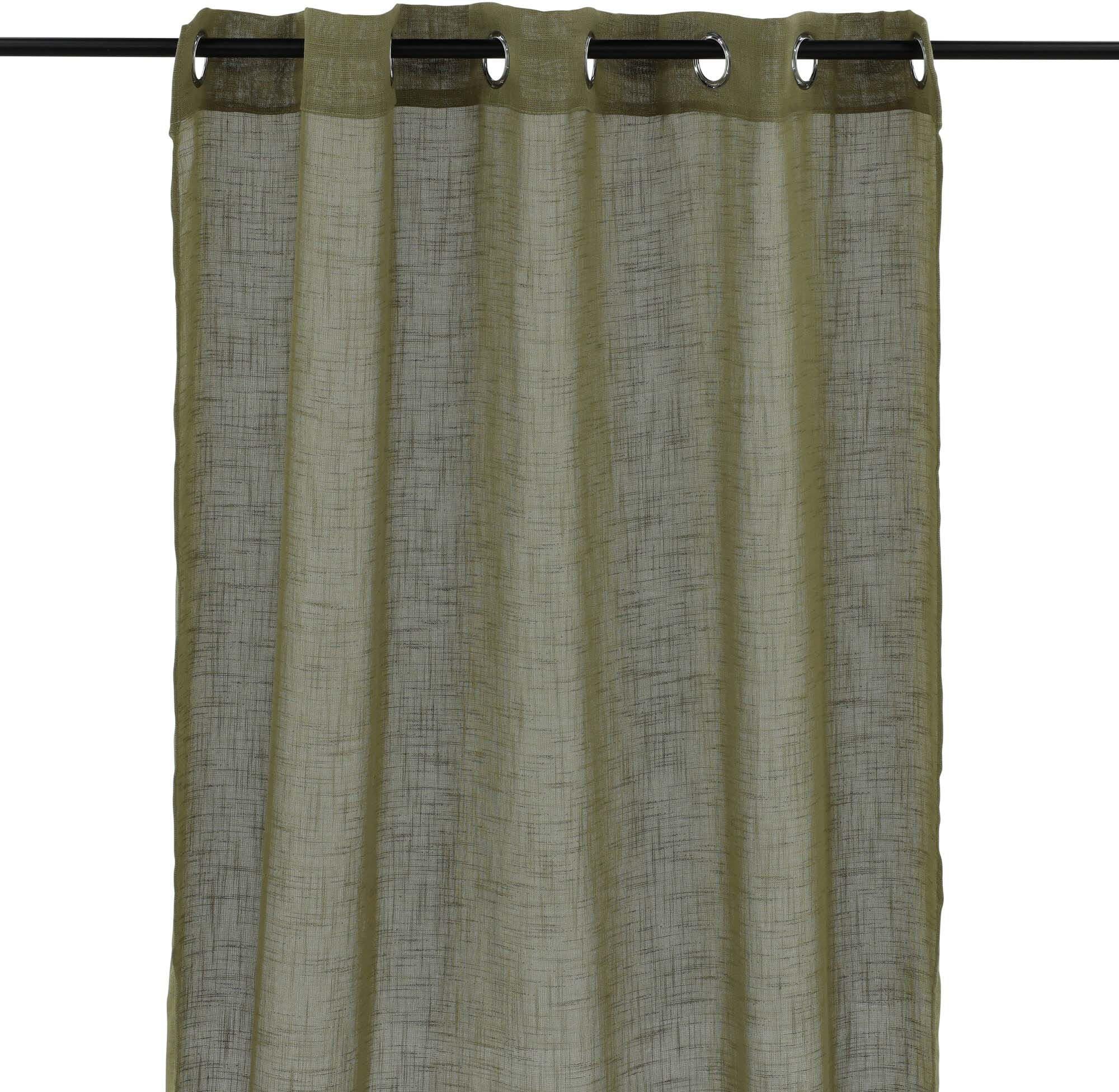 Eleganter Kaya Vorhang im 2er Set in Beige, gefertigt aus strapazierfähigem Polyester, mit praktischen Ösen für eine mühelose Montage.