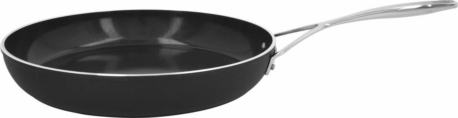 Demeyere Alu Pro 5 Bratpfanne mit 26 cm Durchmesser, ausgestattet mit robuster Keramikbeschichtung für fettfreies Kochen und gleichmäßige Wärmeverteilung.