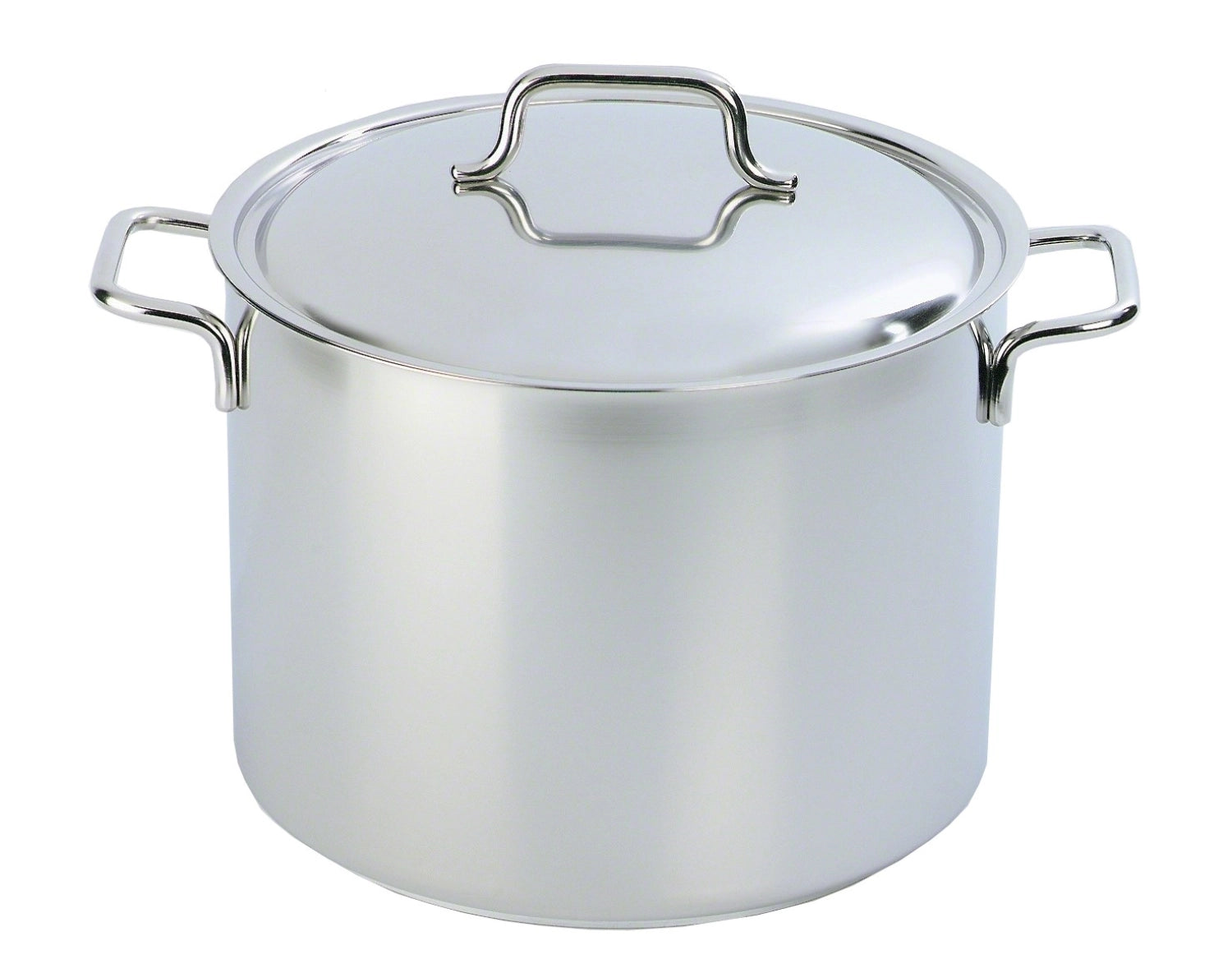 Eleganter Demeyere Kochtopf mit Deckel, 24 cm Durchmesser, 8 Liter Volumen, perfekt für große Portionen und vielseitige Kochanwendungen.