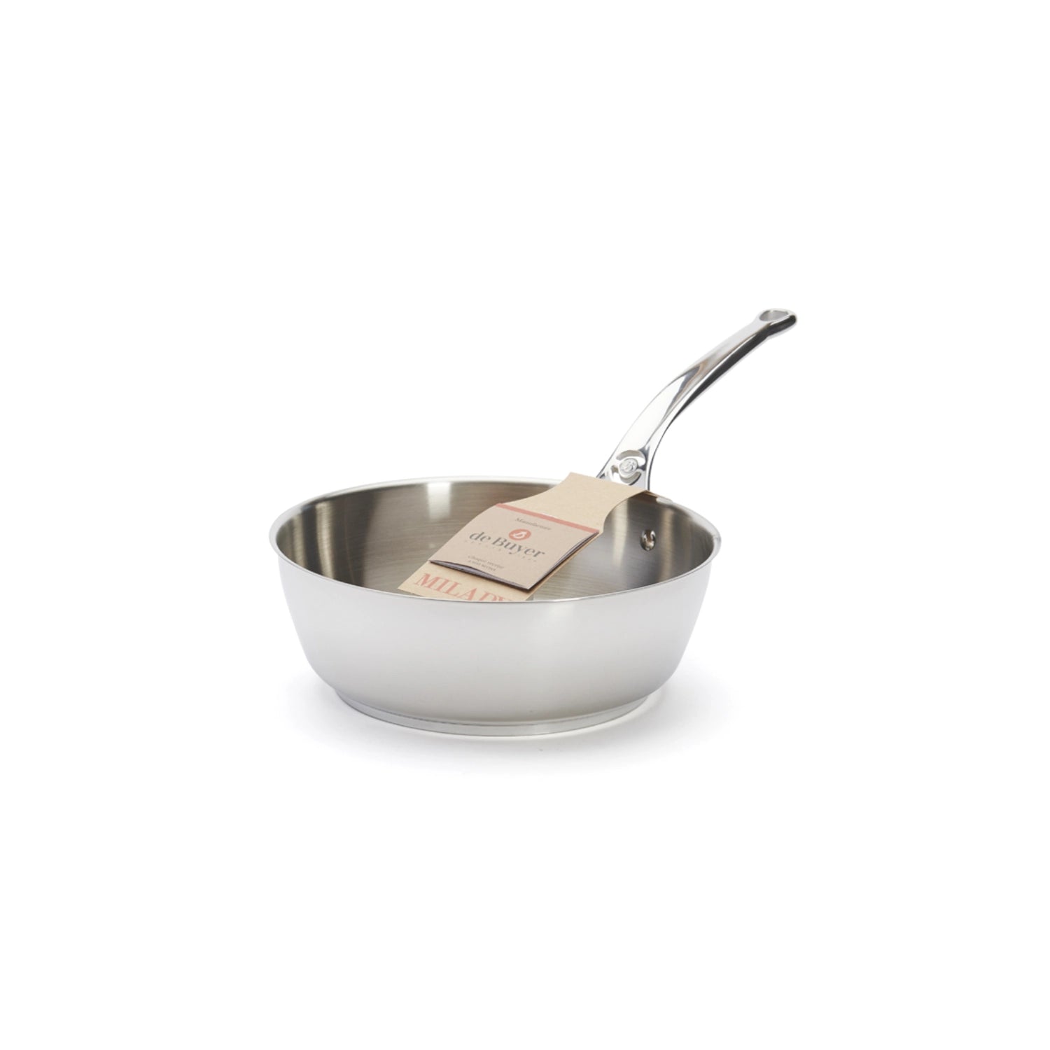 Hochwertige konische Sauteuse von de Buyer, Ø24 cm, H: 8 cm, 3 l, ideal für Induktion, für kreative Kochabenteuer in der Küche.