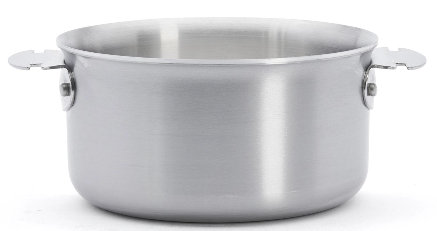 Eleganter 18 cm Kochtopf aus Edelstahl von de Buyer, perfekt für Braten und Kochen, vereint Funktionalität und modernes Design.