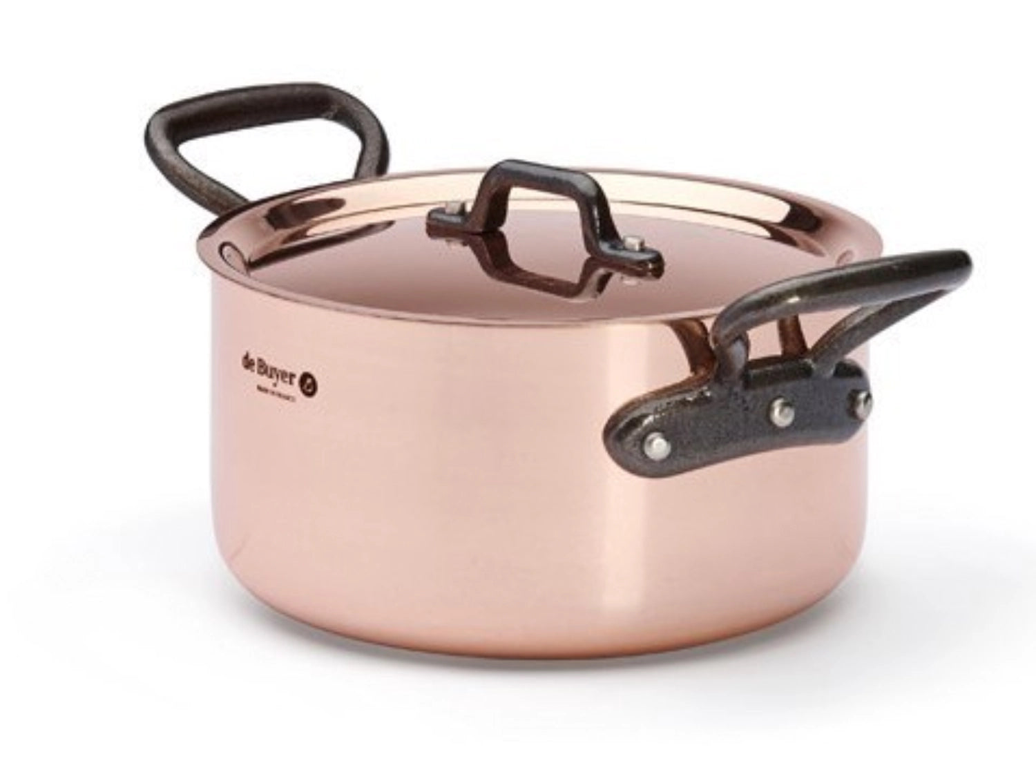 PRIMA MATERA Bratentopf 16cm aus Kupfer mit passendem Deckel, ideal für präzises Kochen und stilvolle Küchen. Hochwertige Verarbeitung von de Buyer.