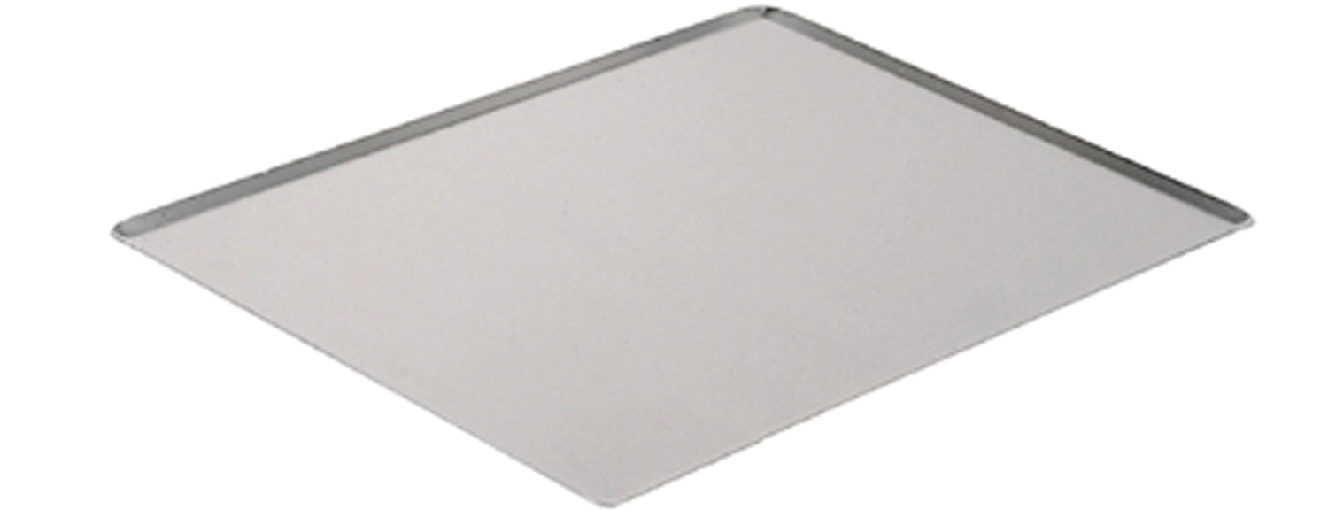 Hochwertiges Alu-Backblech von de Buyer, 40x30cm, H: 1cm, mit schrägen Kanten für gleichmäßiges Backen und vielseitige Anwendungen.