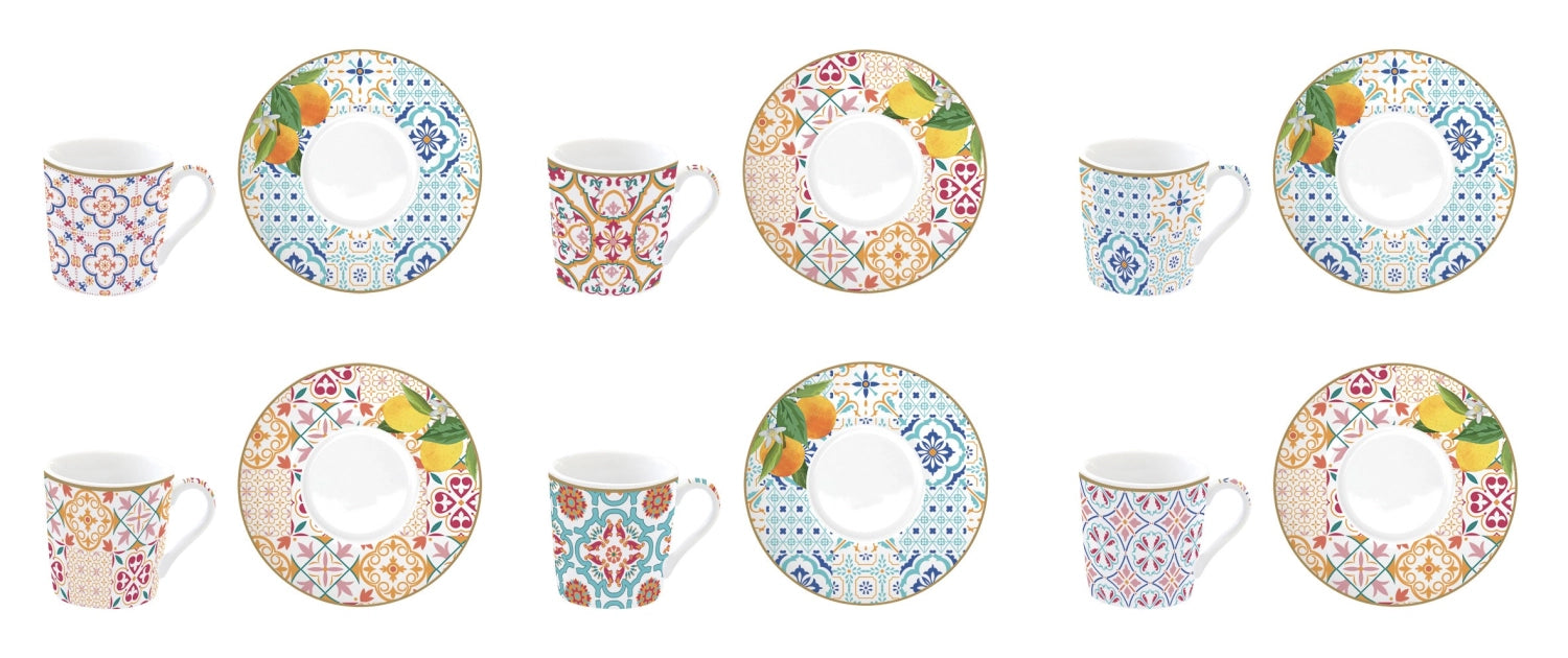 Coffee Mania 6er Espr.-tasse m. Unters. 100ml in Floral präsentiert im Onlineshop von KAQTU Design AG. Espressotassen ist von Easy Life