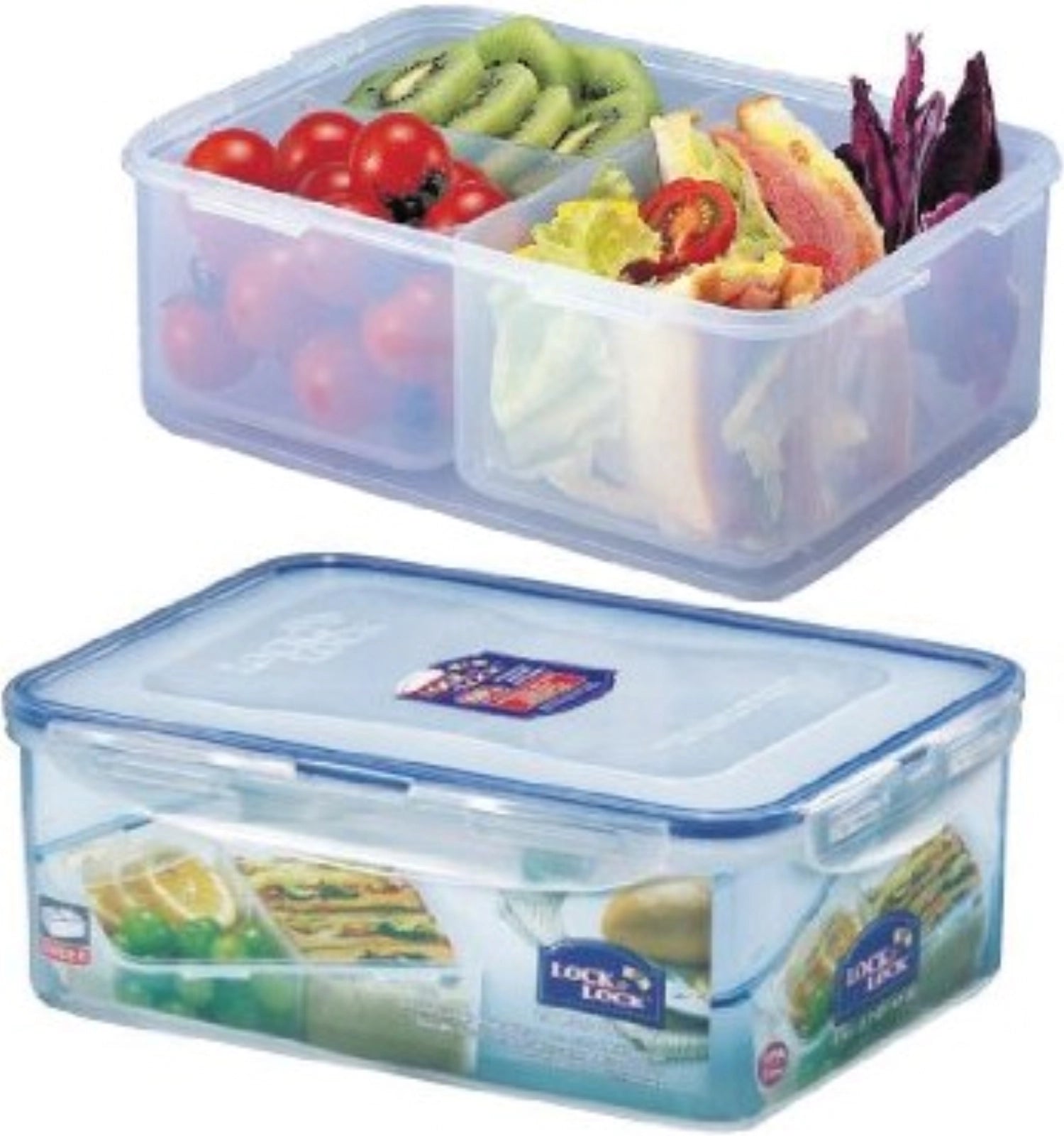 Vorratsdose mit Einsätzen 2.6lt 24.8x18x9.3cm in Transparent präsentiert im Onlineshop von KAQTU Design AG. Aufbewahrungsbehälter ist von Lock&Lock