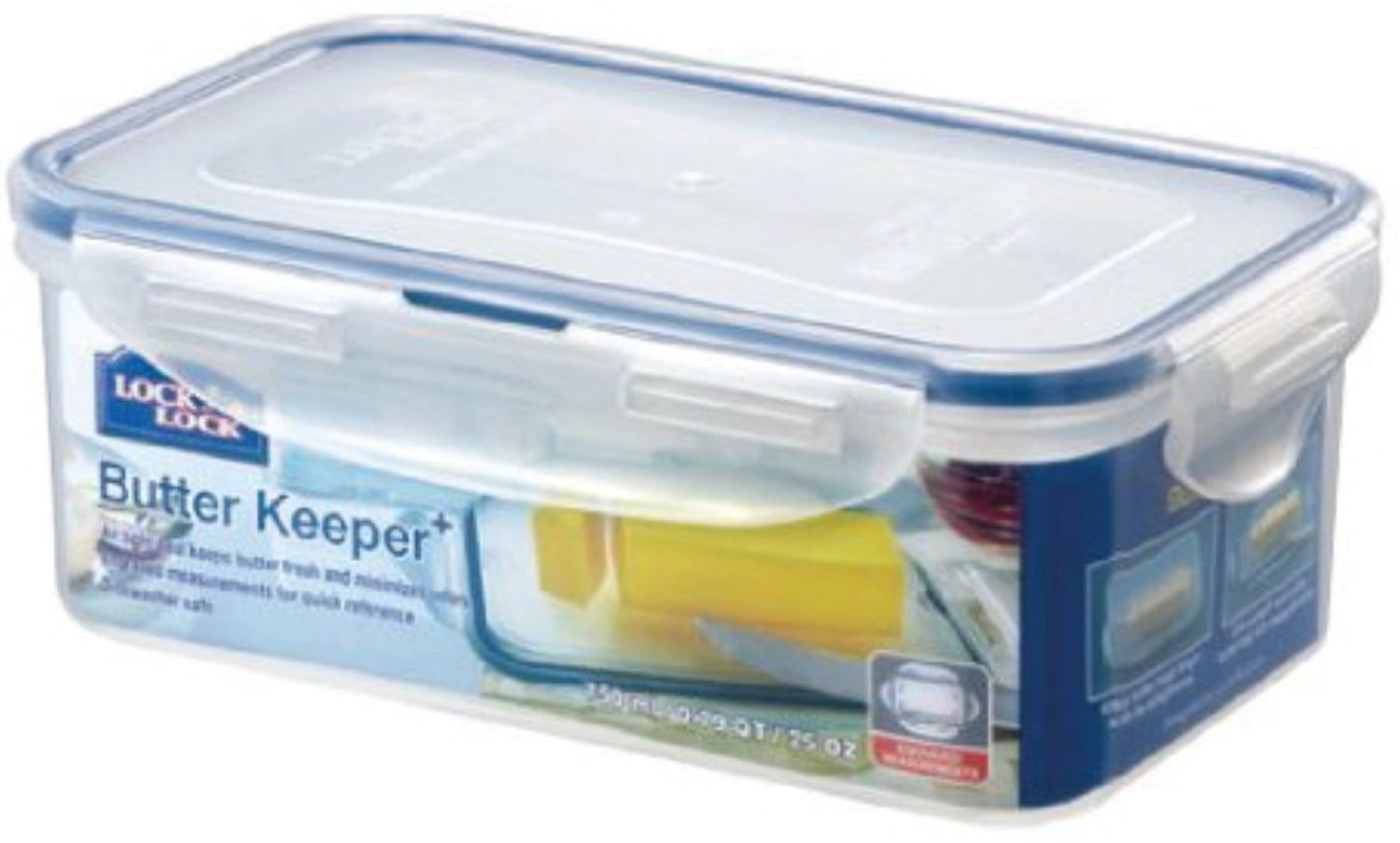 Stilvolle Butterdose von Lock&Lock, 18x11cm, aus klarem Glas, perfekt für die ansprechende Präsentation und Aufbewahrung von Butter.