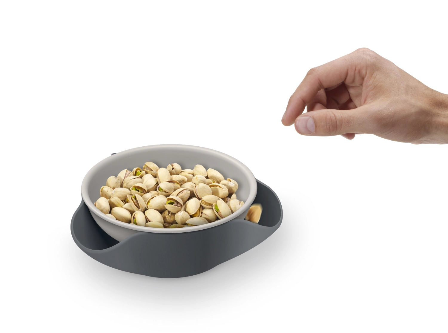 Elegante Double-Dish Servierschüssel von Joseph Joseph, ideal für stilvolle Snack- und Dip-Präsentationen in einem cleveren, funktionalen Design.