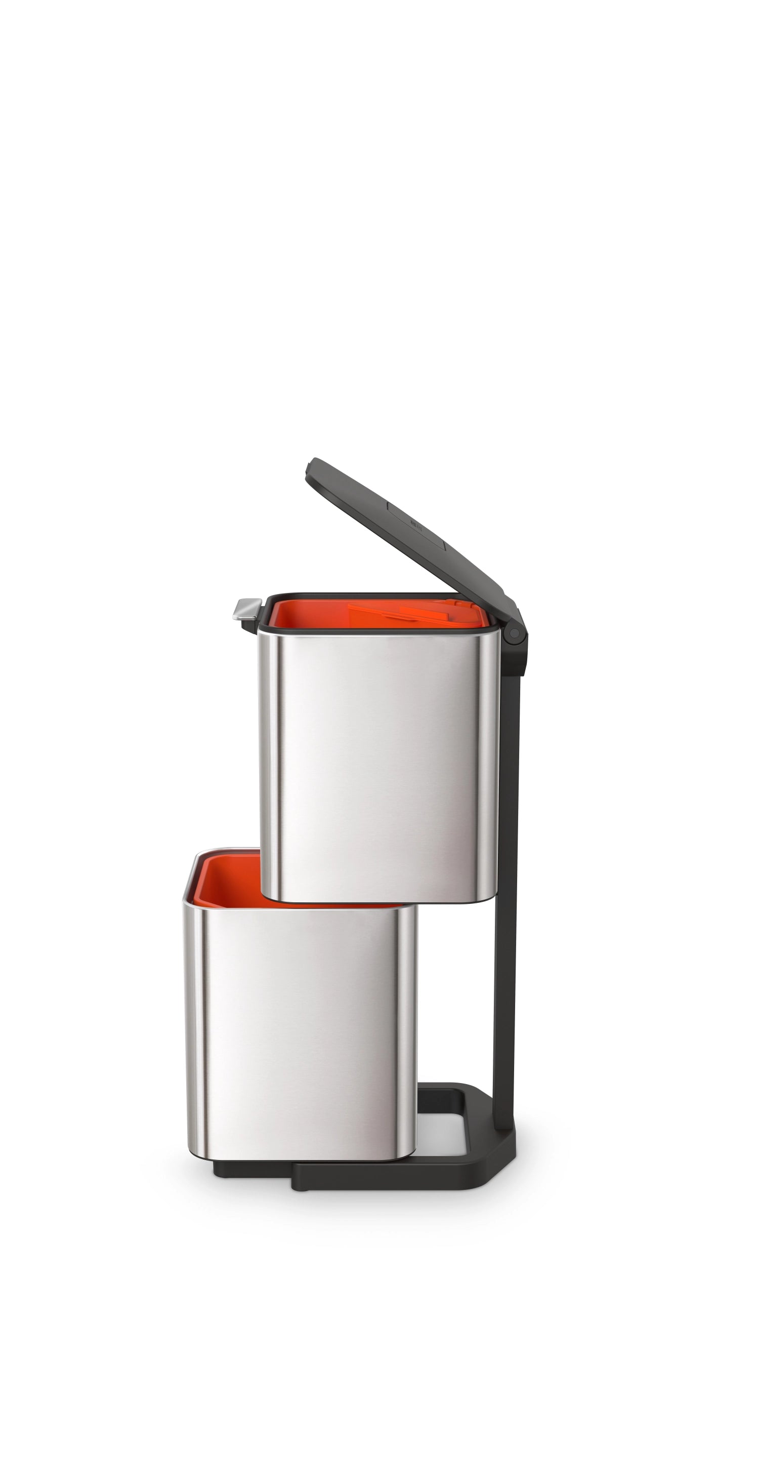 Eleganter Joseph Joseph Totem Max 60L Mülleimer aus Edelstahl, perfekt für modernes Wohnen und nachhaltige Abfalltrennung.