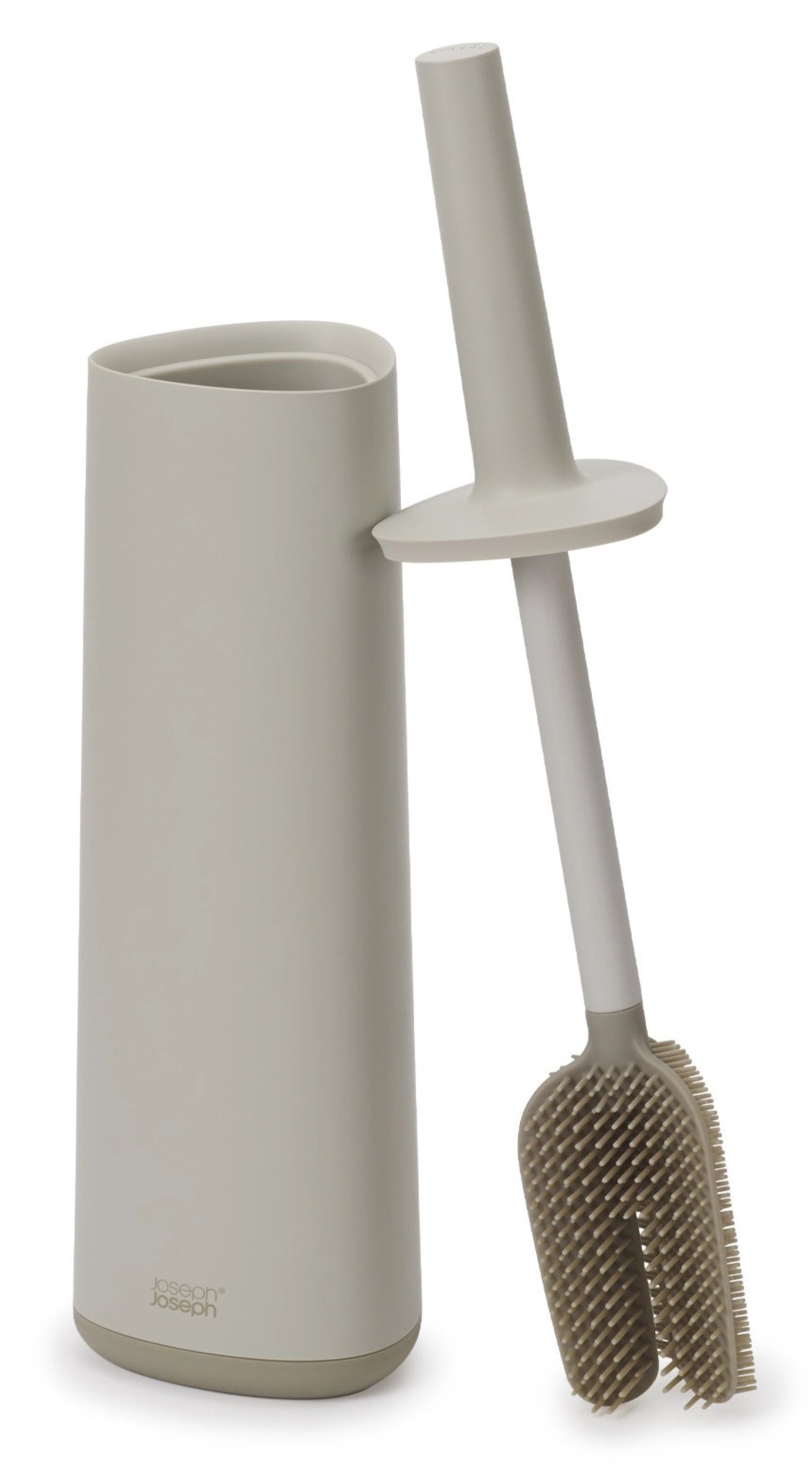 Elegante ecru Toilettenbürste Flex 360 von Joseph Joseph, bietet eine effektive Reinigung durch ihr flexibles und modernes Design.