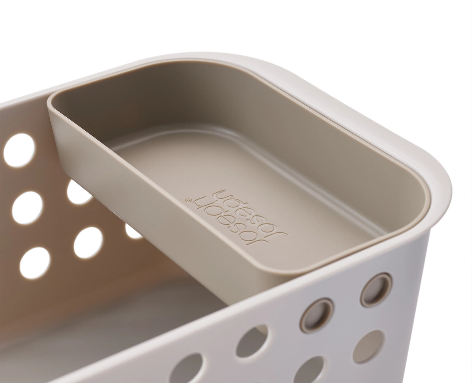 Stylischer EasyStore Aufbewahrungskorb von Joseph Joseph, perfekt für die platzsparende Organisation von Küchenzubehör und Utensilien.