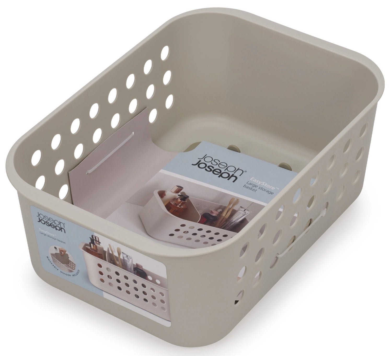 Praktischer EasyStore Aufbewahrungskorb von Joseph Joseph, ideal zur ordentlichen Aufbewahrung von Küchenzubehör und Kleinigkeiten.