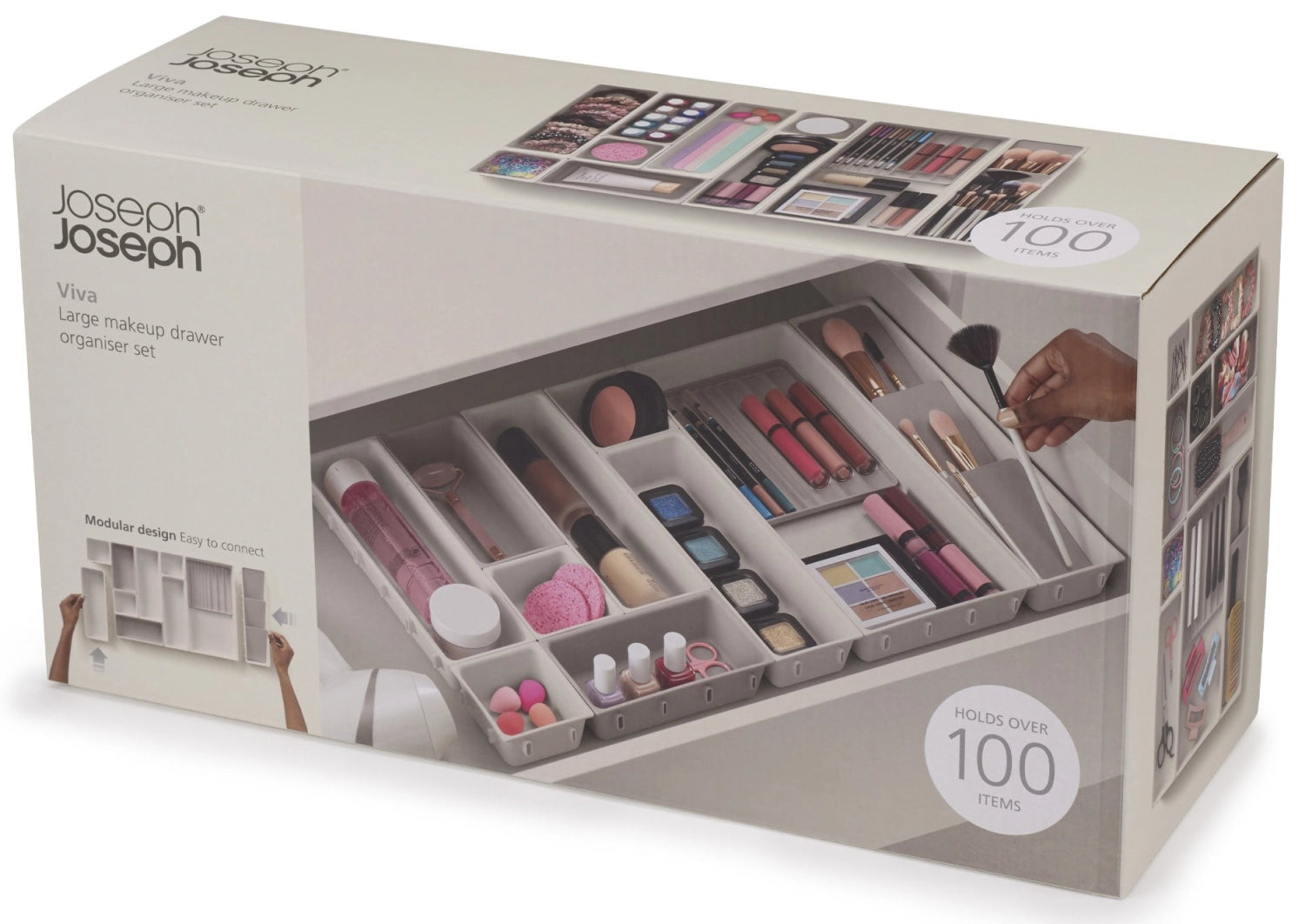 Praktisches 12-teiliges Makeup-Organizer-Set von Joseph Joseph, perfekt für die ordentliche und stilvolle Präsentation Ihrer Beauty-Produkte.