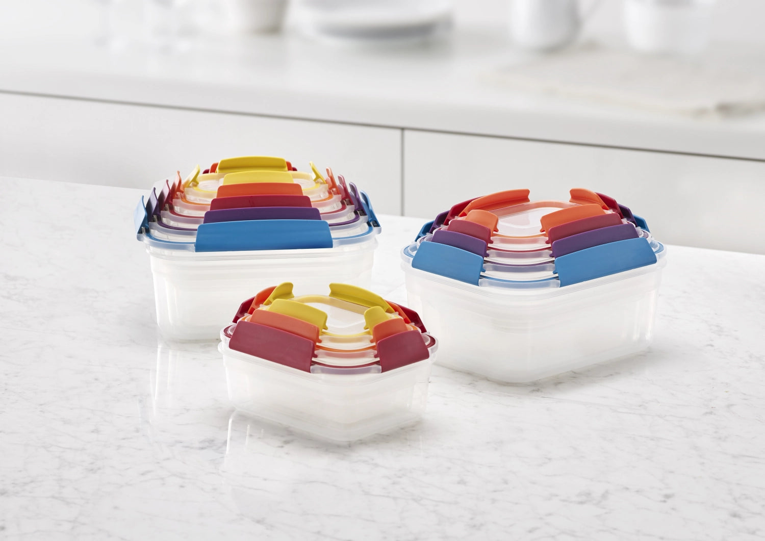 Nest Lock Vorratsdosenset von Joseph Joseph in multicolor, 5-teilig, ideal für die Aufbewahrung von Lebensmitteln, platzsparend und funktional.
