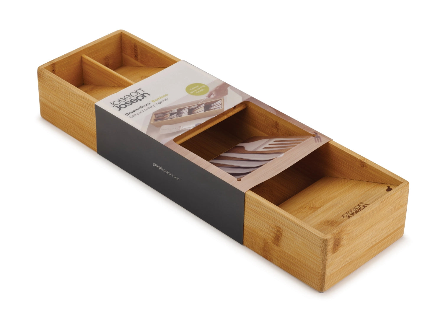 Kompakter Besteckkasten aus robustem Bambus von Joseph Joseph, ideal für die effiziente Aufbewahrung von Besteck und Küchenutensilien.