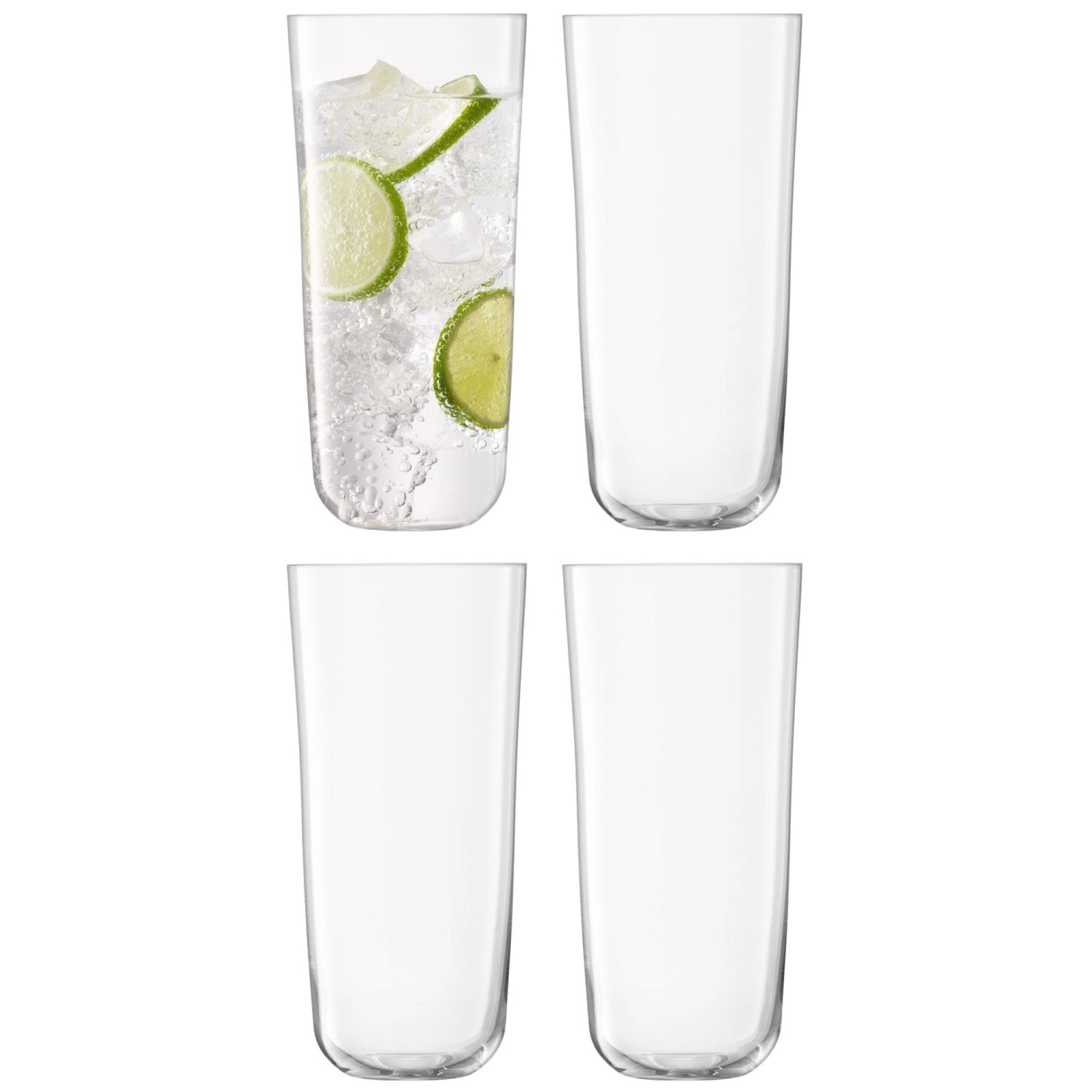 Hochwertiges 4er Set Arc Longdrink Gläser von LSA, 550ml, perfekt für Cocktails und erfrischende Getränke, stilvolles Design für jeden Anlass.