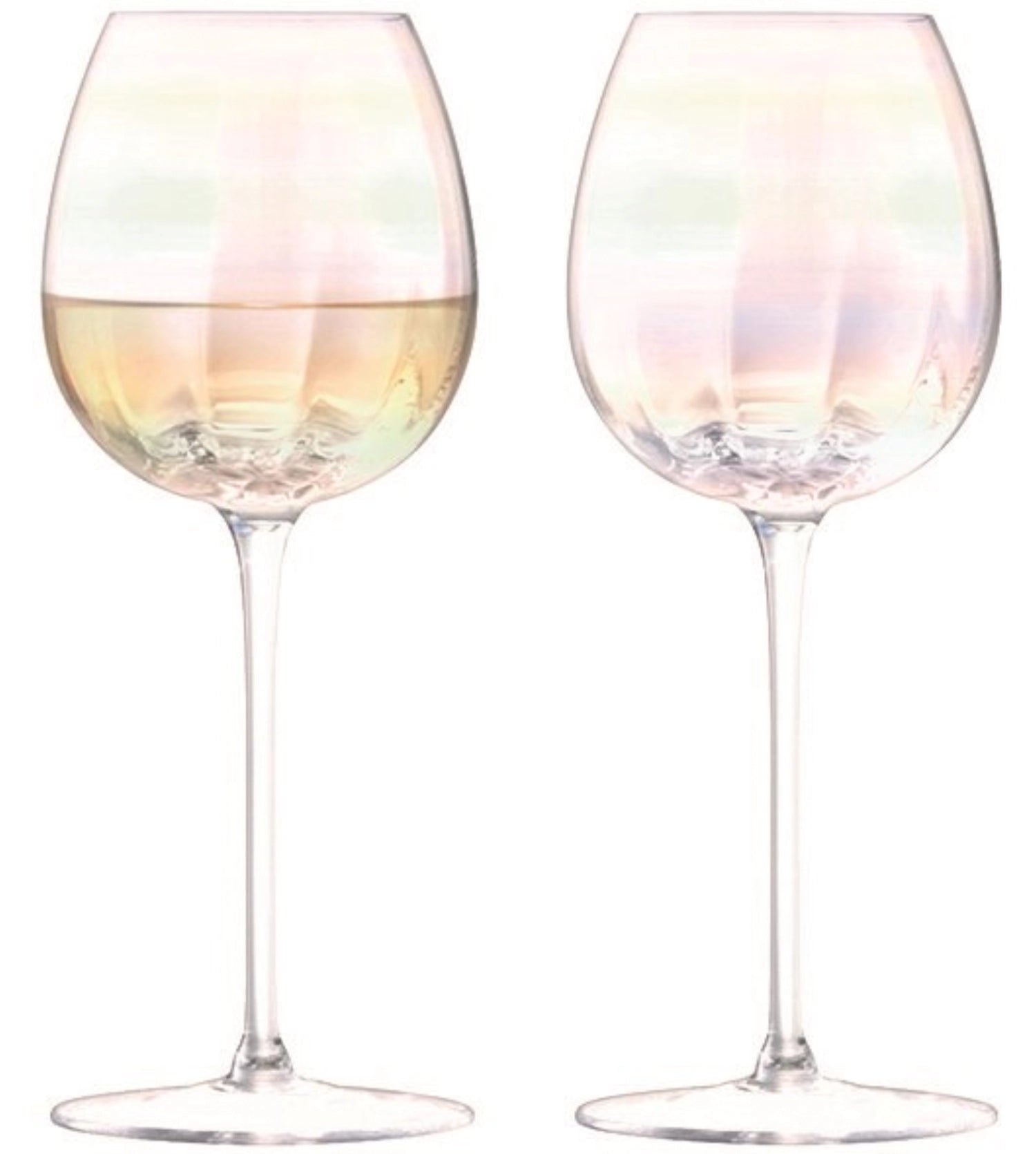 Elegantes 2er Set Weissweingläser mit 325ml, in schimmerndem Perlmutt-Finish, ideal für genussvolle Weinmomente und festliche Anlässe.